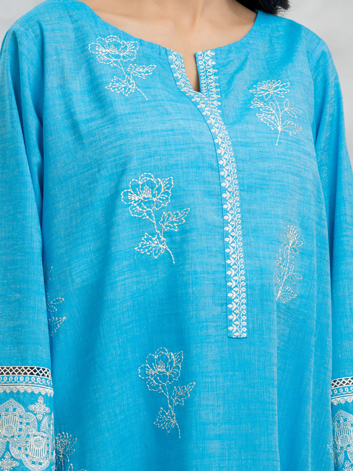 Pret Embroidered Chambray Shirt Trouser - EWTKE24-80353ST - Image 5