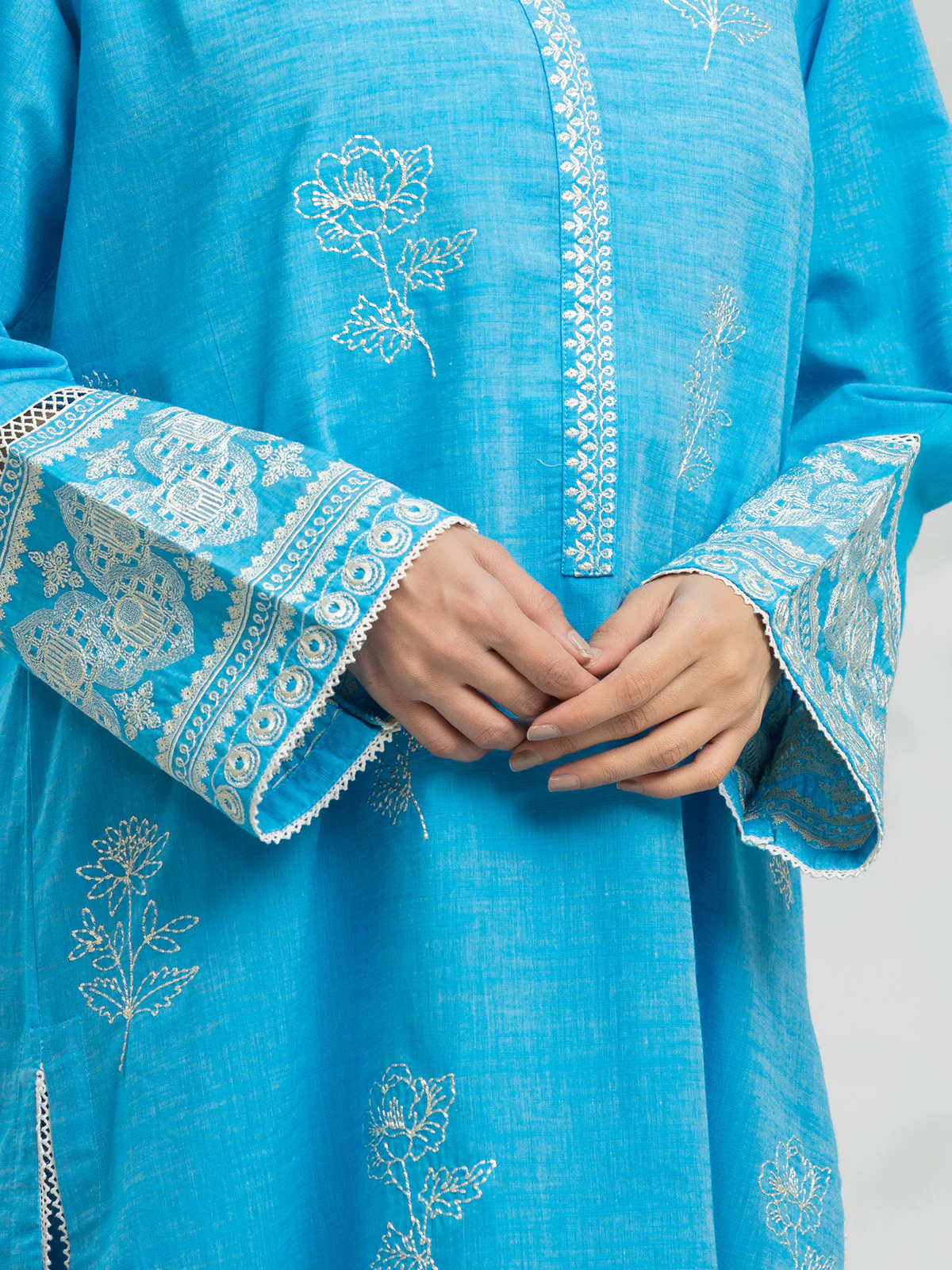 Pret Embroidered Chambray Shirt Trouser - EWTKE24-80353ST - Image 6