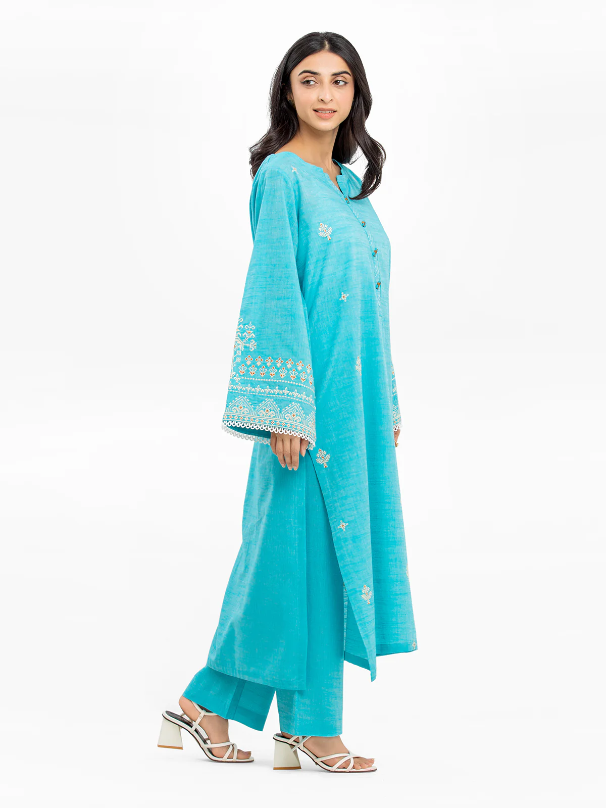 Pret Embroidered Chambray Shirt Trouser - EWTKE24-80355ST - Image 3