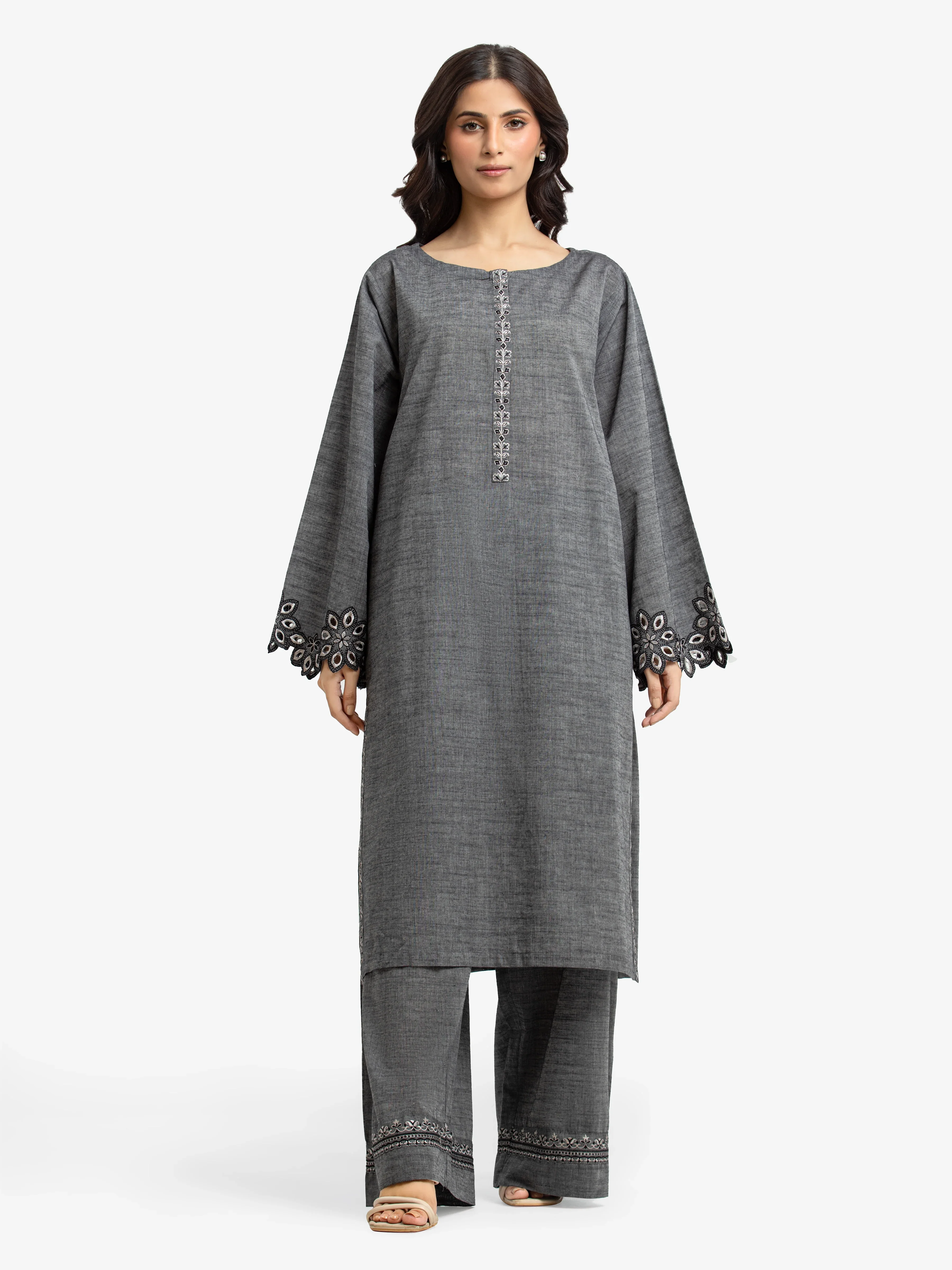 Pret Embroidered Chambray Shirt Trouser - EWTKE24-81177ST