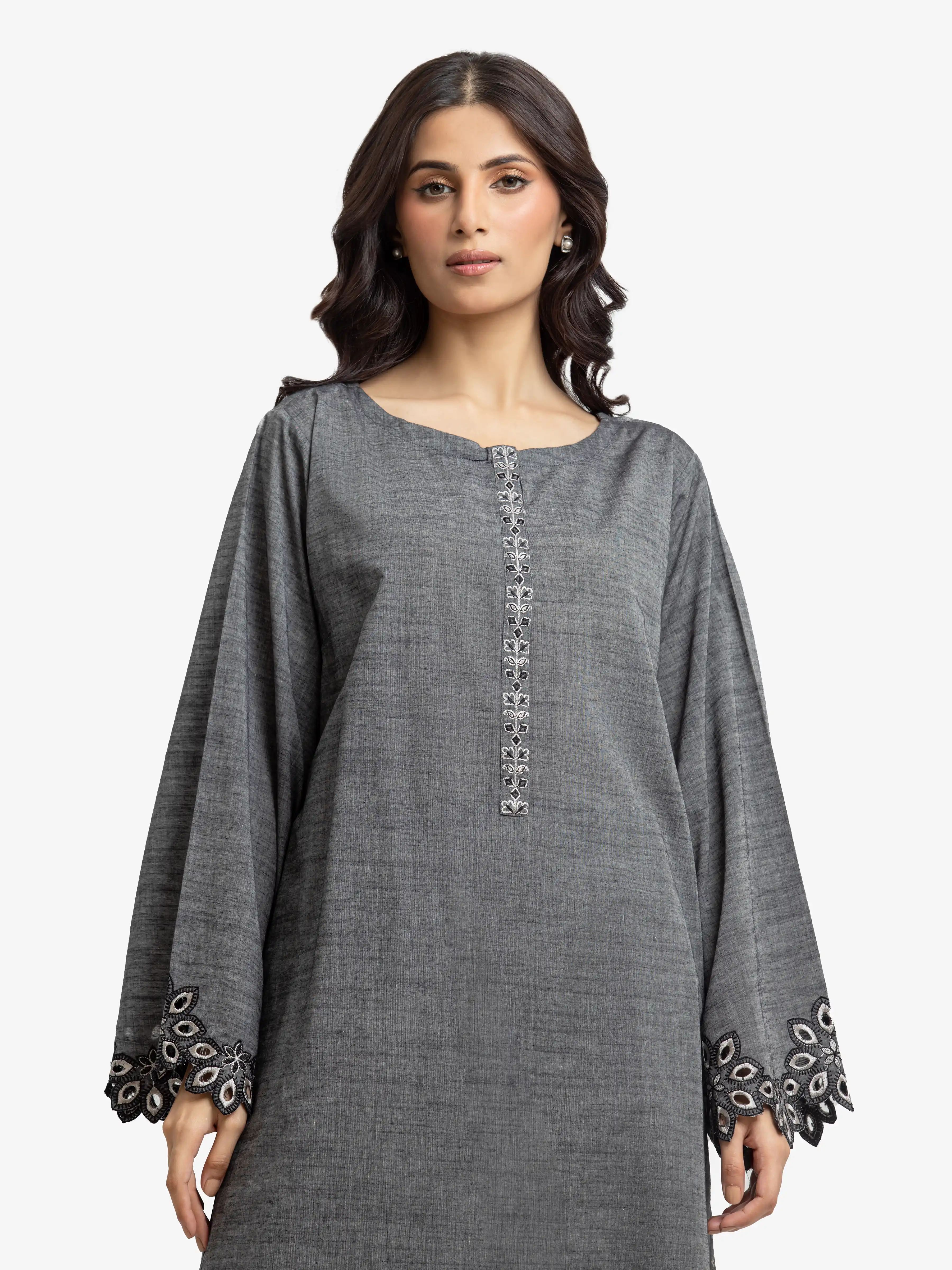 Pret Embroidered Chambray Shirt Trouser - EWTKE24-81177ST - Image 2