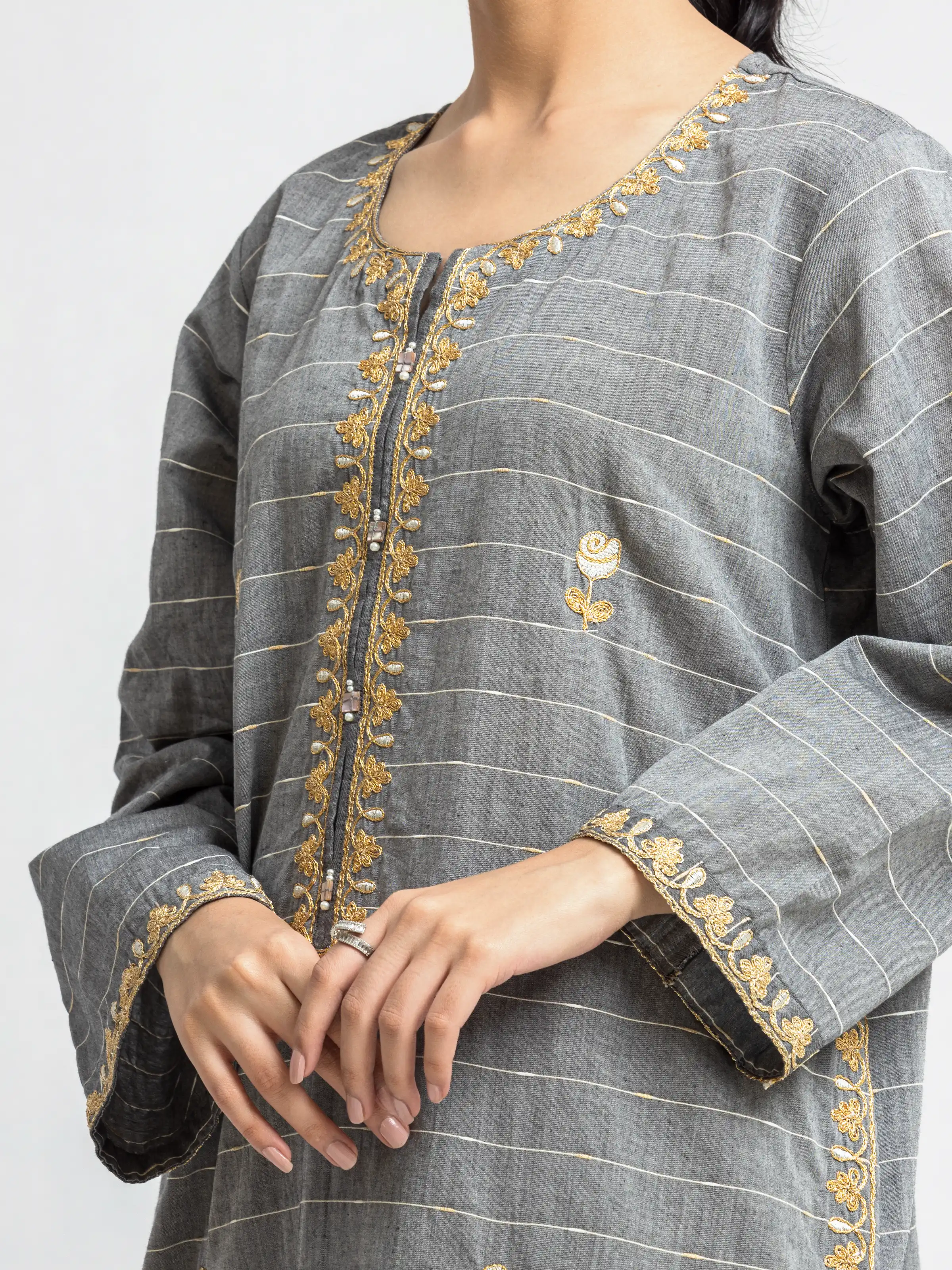 Pret Embroidered Cotton Jacquard Shirt Trouser - EWTKE24-69693ST - Image 3