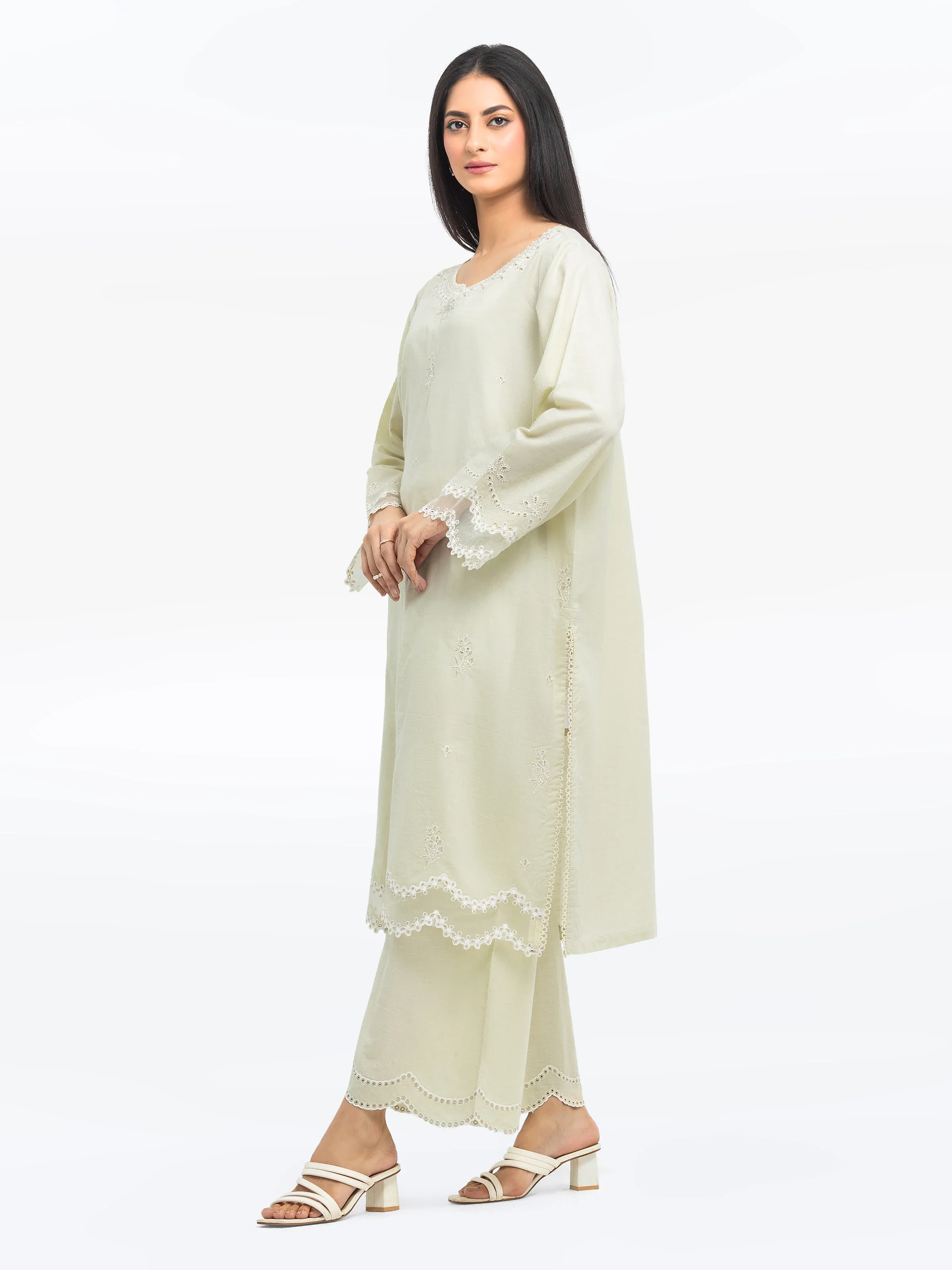 Pret Embroidered Cotton Slub Shirt Trouser - EWTKE24-80107ST - Image 4