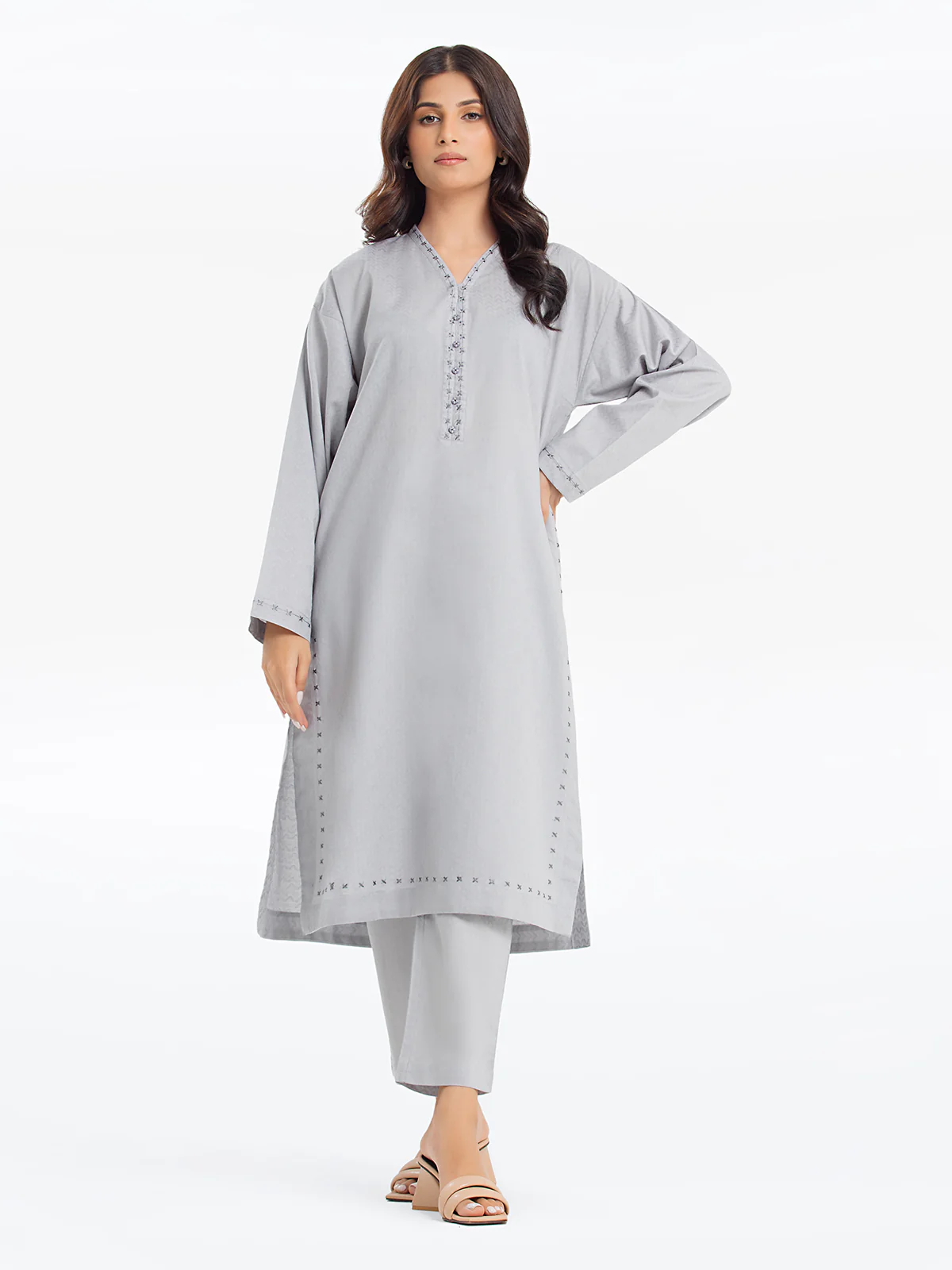 Pret Embroidered Dobby Shirt Trouser - EWTKE24-68973ST - Image 2