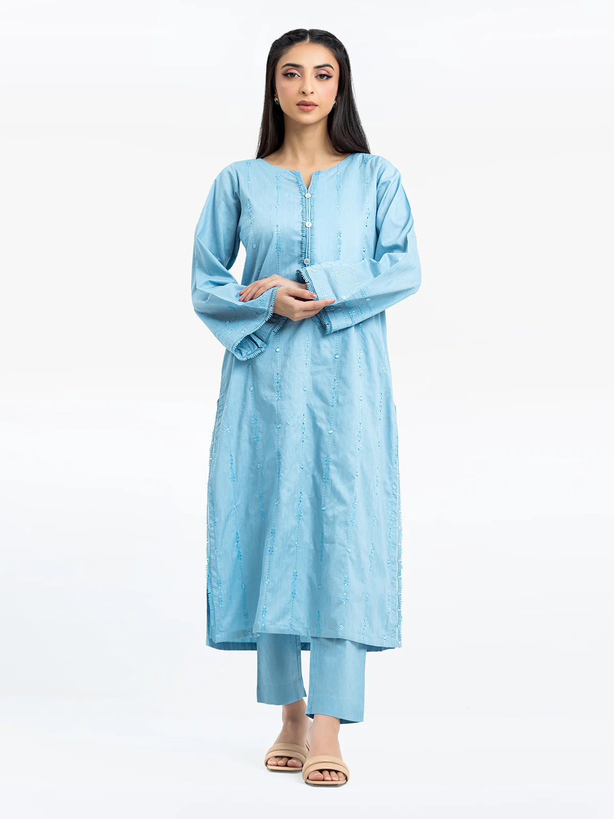 Pret Embroidered Dobby Shirt Trouser - EWTKE24-69651ST - Image 2