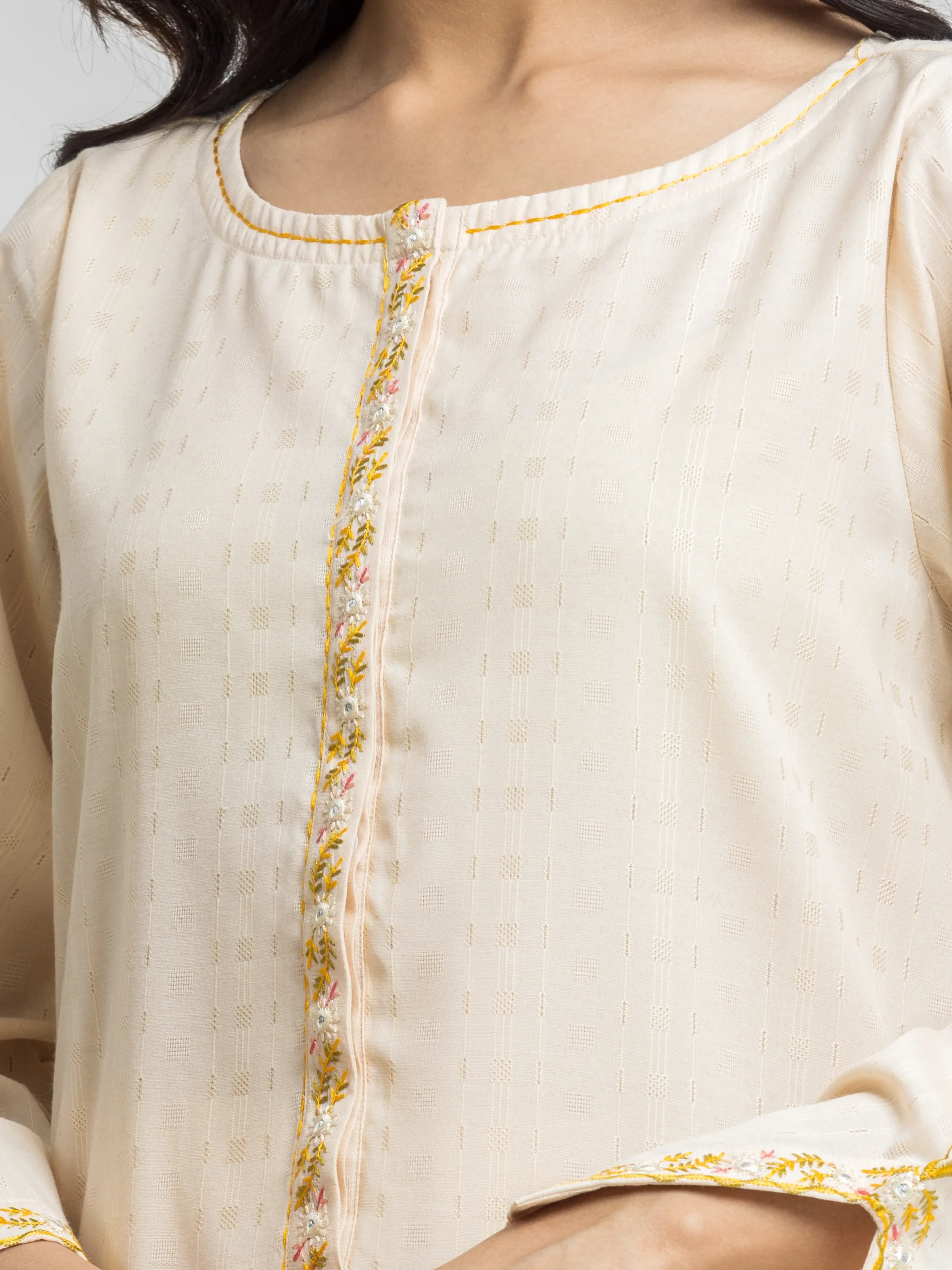 Pret Embroidered Dobby Shirt Trouser - EWTKE24-69652ST - Image 2