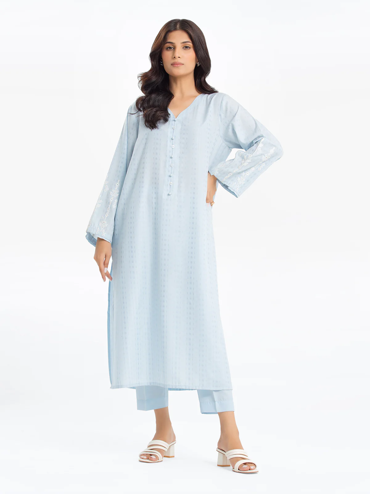 Pret Embroidered Dobby Shirt Trouser - EWTKE24-69659ST