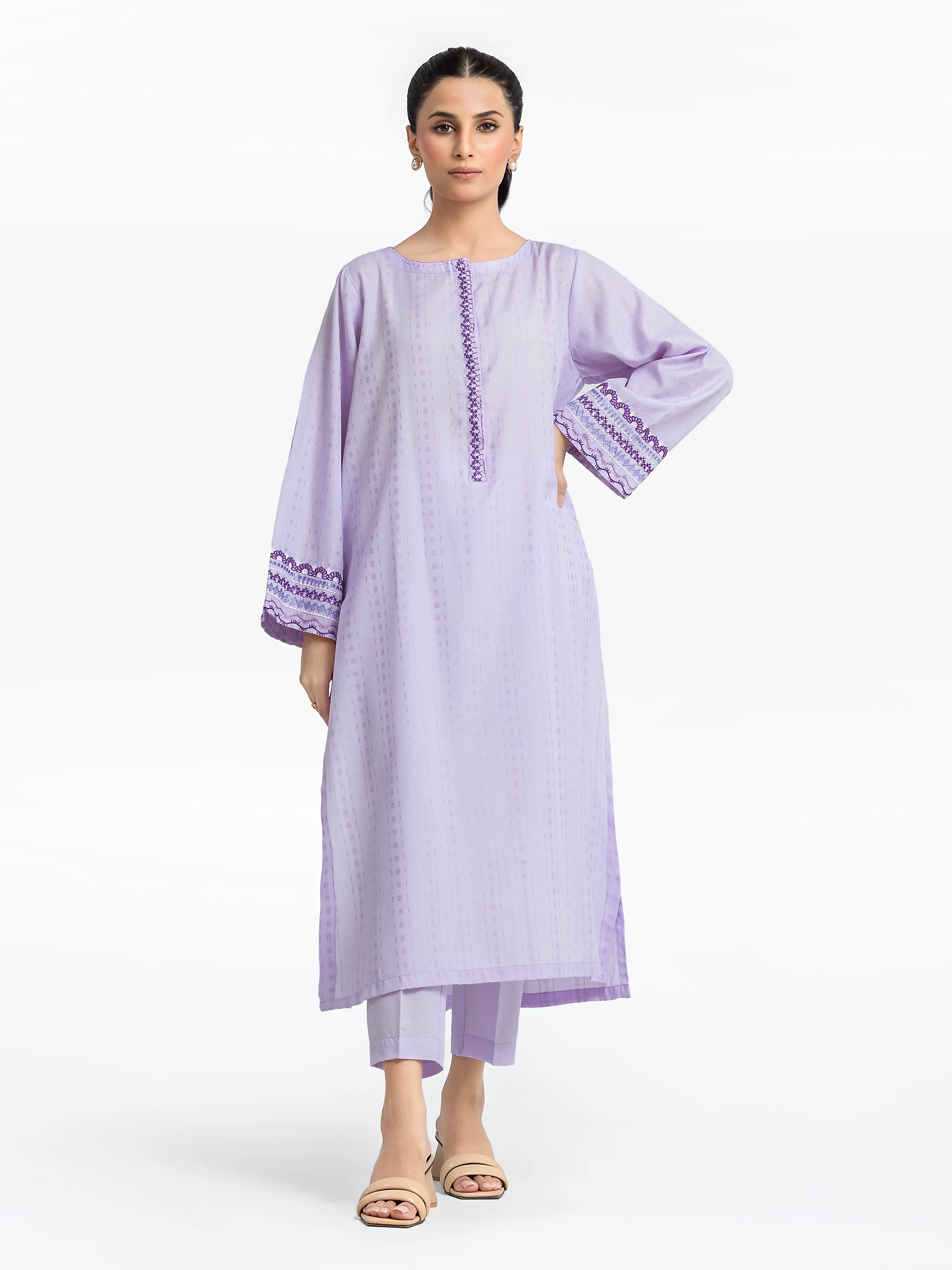 Pret Embroidered Dobby Shirt Trouser - EWTKE24-69678ST - Image 2