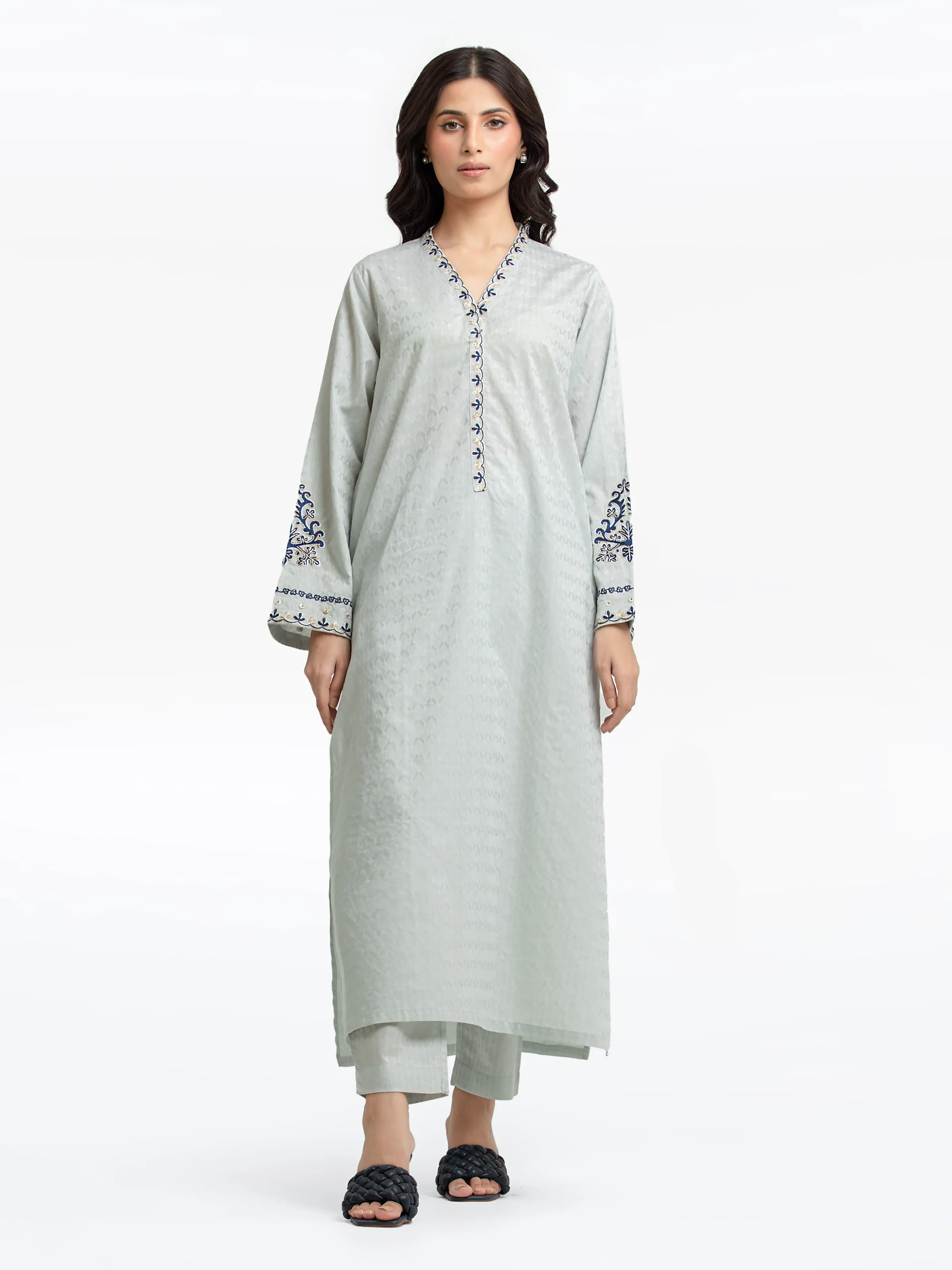 Pret Embroidered Dobby Shirt Trouser - EWTKE24-69682ST - Image 2