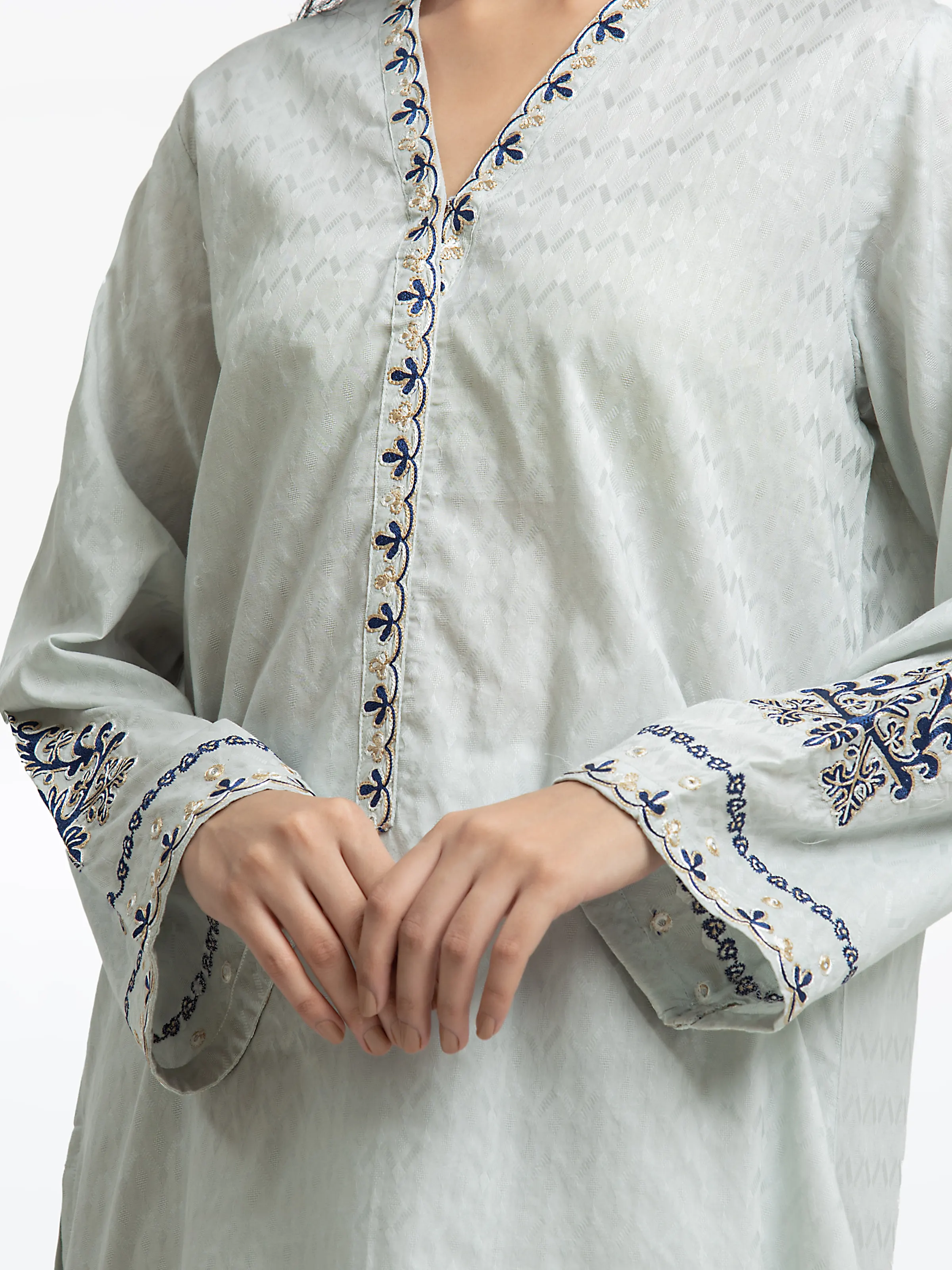 Pret Embroidered Dobby Shirt Trouser - EWTKE24-69682ST - Image 3