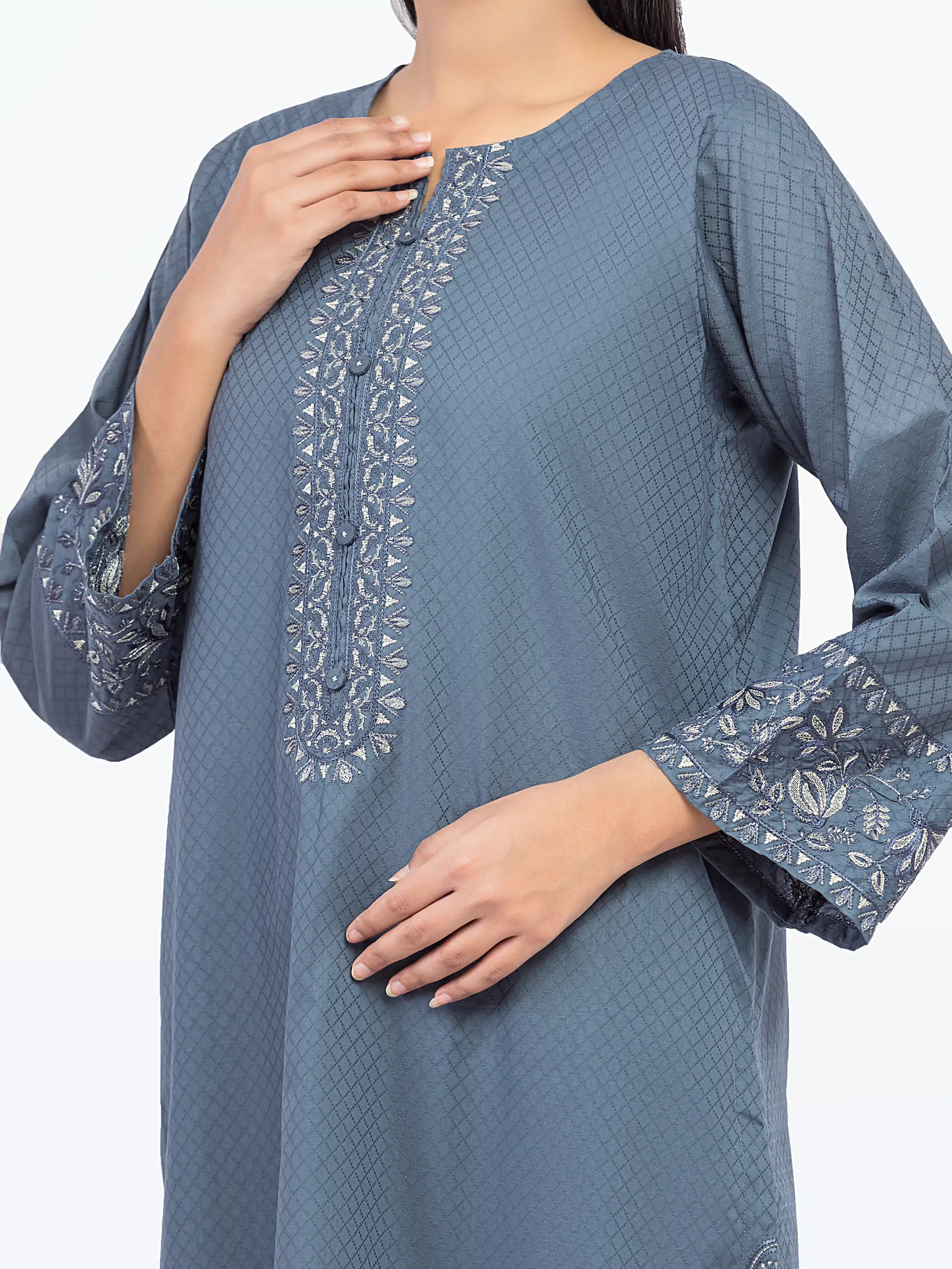 Pret Embroidered Dobby Shirt Trouser - EWTKE5-81443ST - Image 3