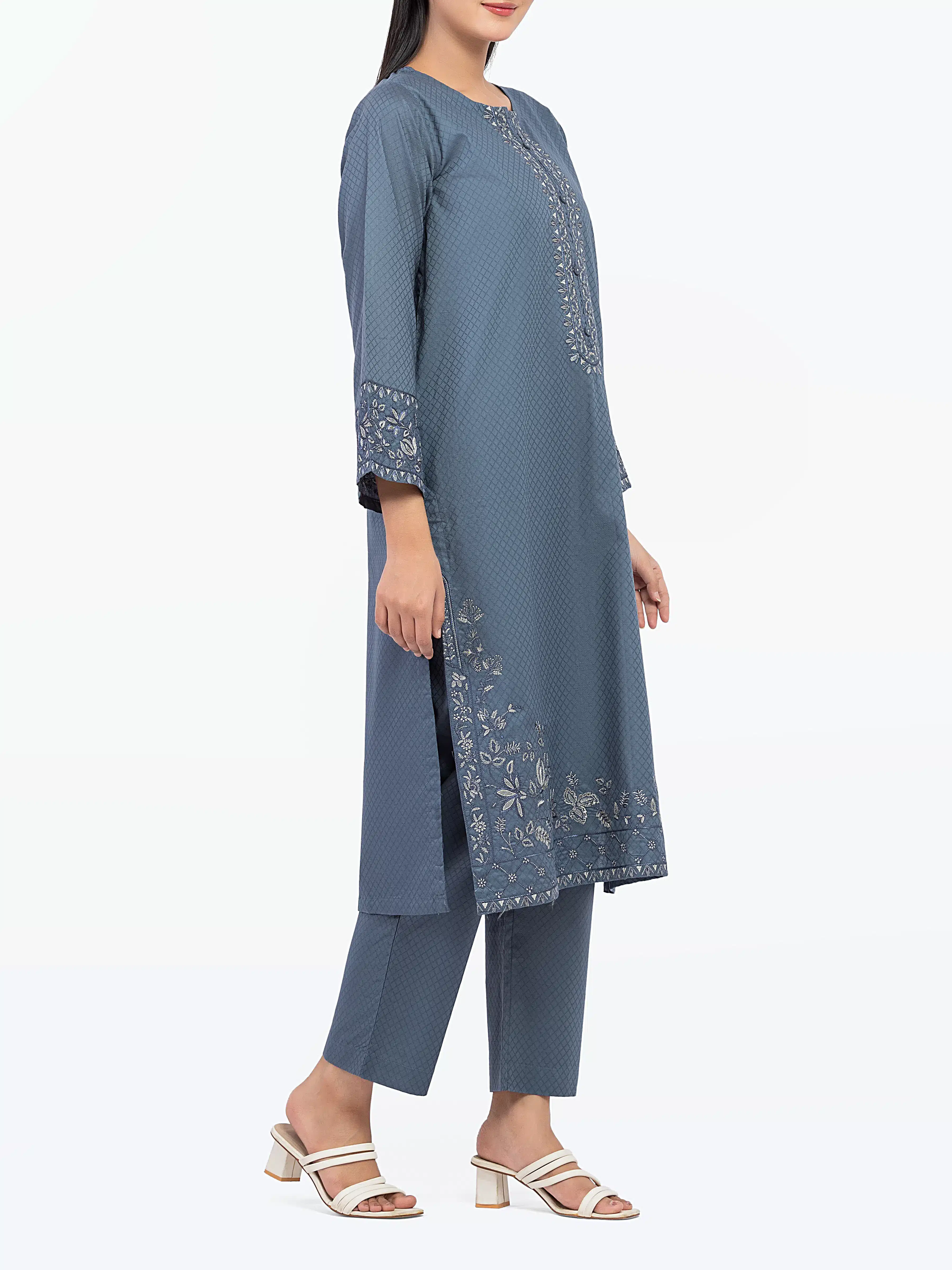Pret Embroidered Dobby Shirt Trouser - EWTKE5-81443ST - Image 4