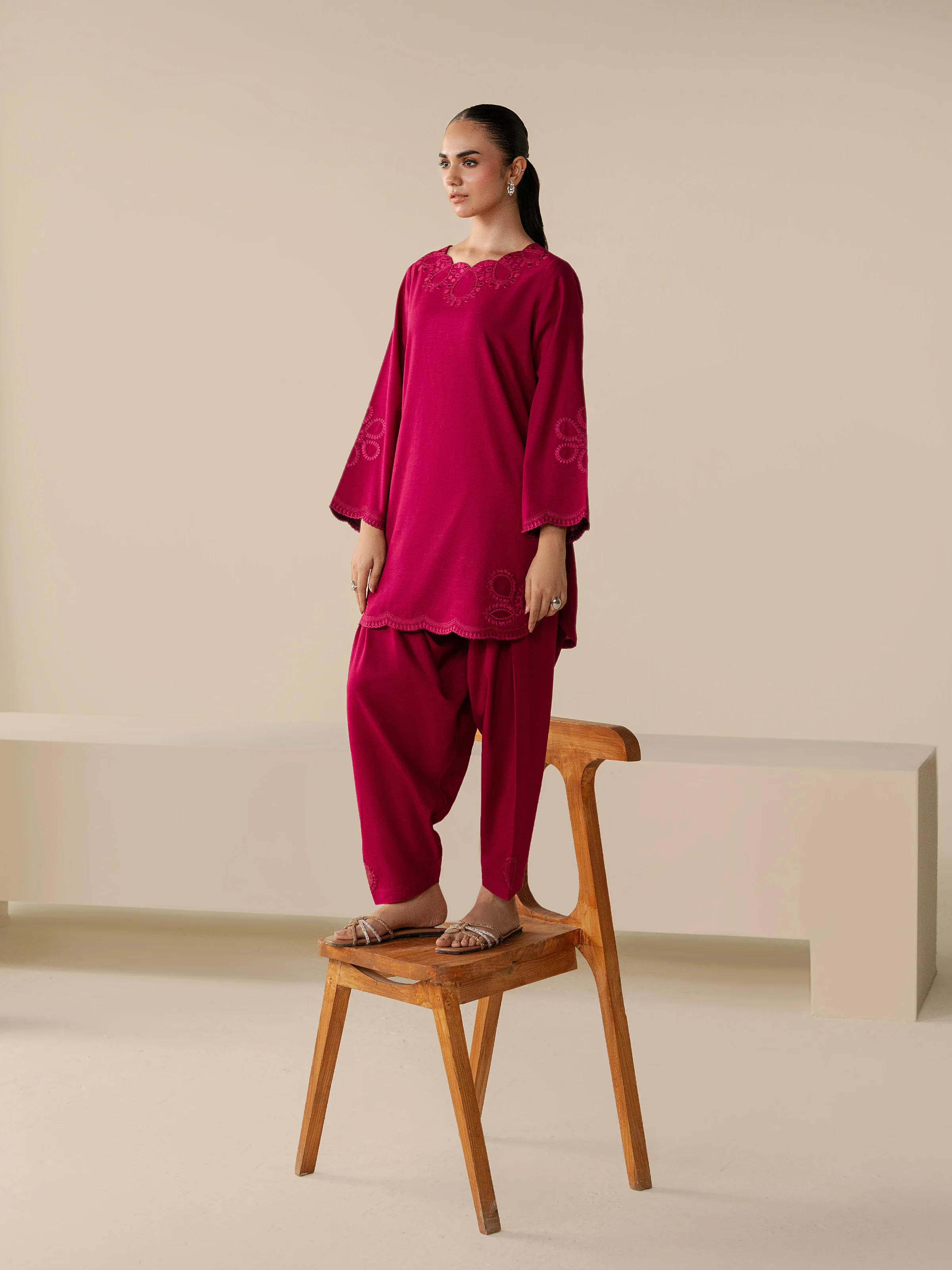 Pret Embroidered Khaddar Co-ord Set - EWTKED5-84008ST - Image 3
