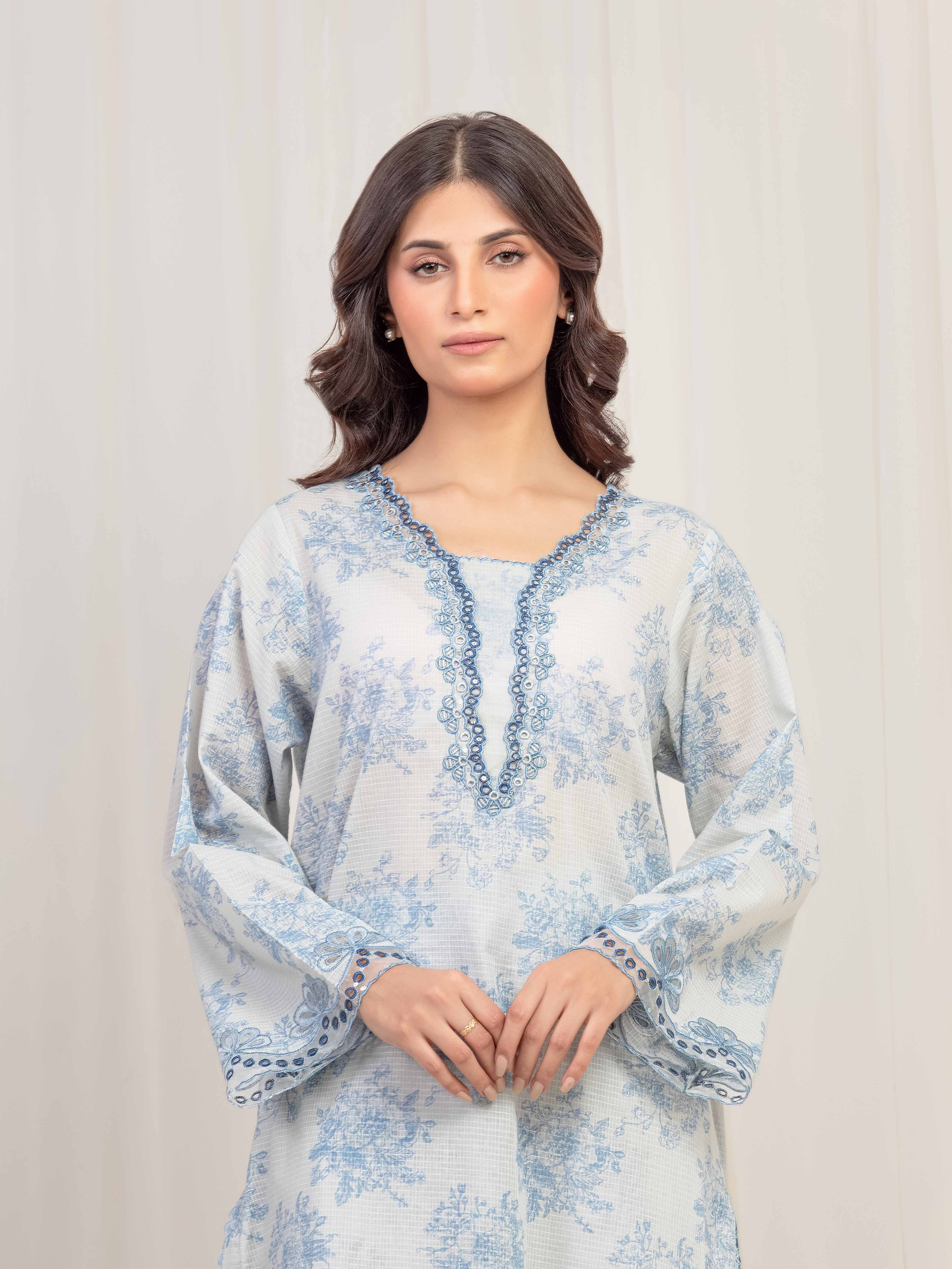 Pret Embroidered Lawn Slub Shirt Trouser - EWTKE5-81683ST - Image 3