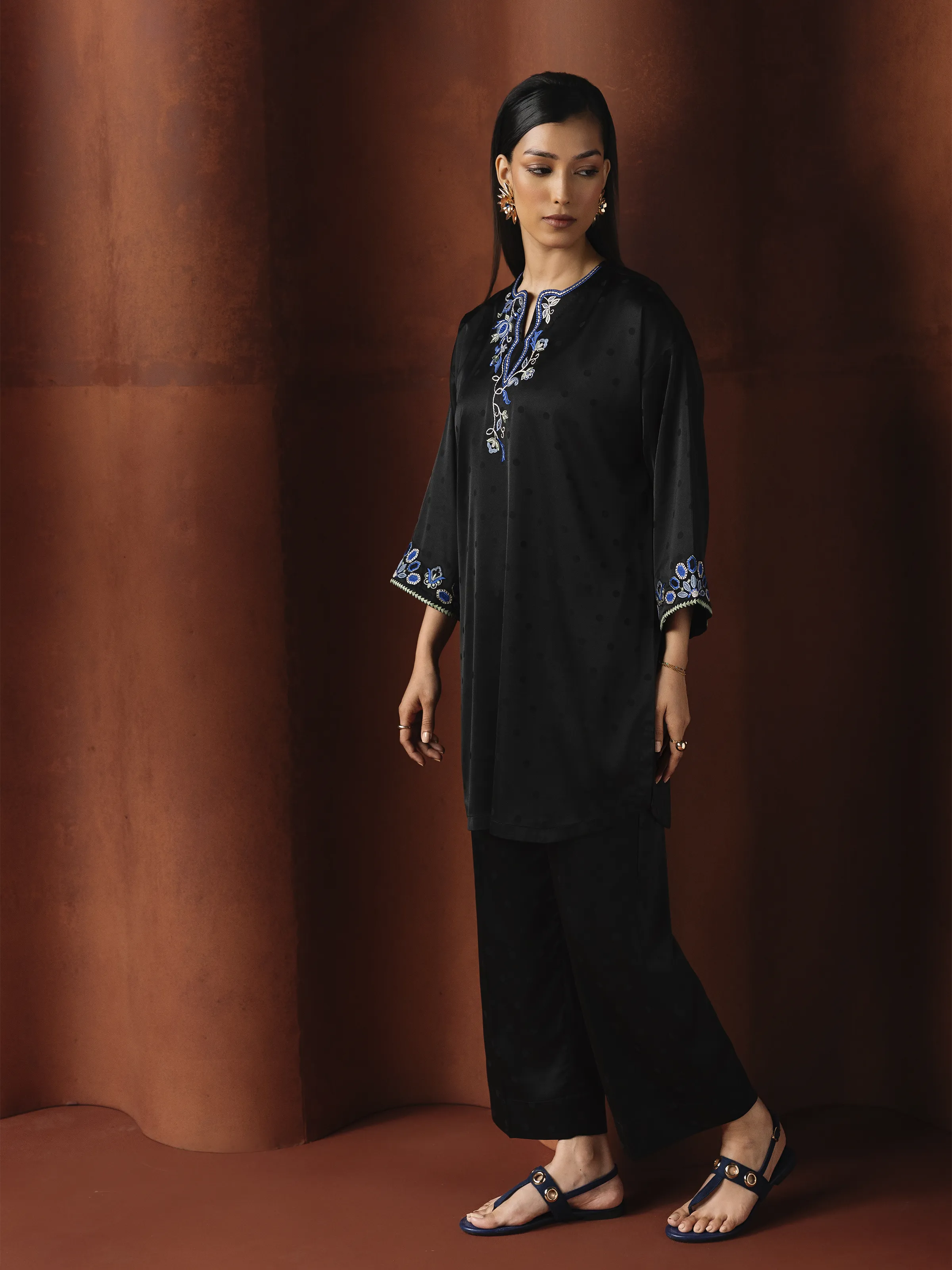 Pret Embroidered Satin Co-Ord Set - EWTKED6-86156ST - Image 6