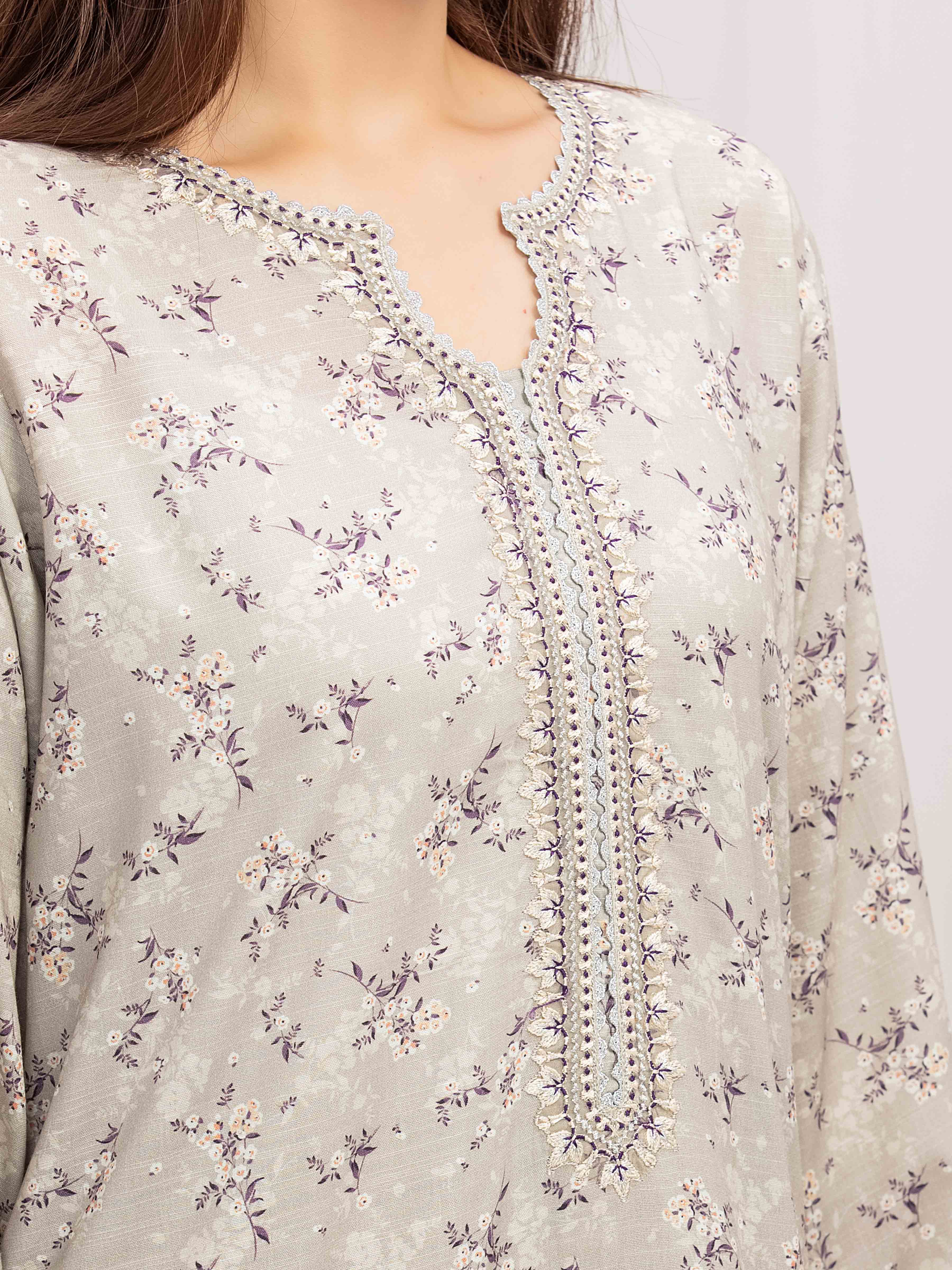 Pret Embroidered Raw Silk Co-ord Set - EWTKE5-81509ST - Image 4