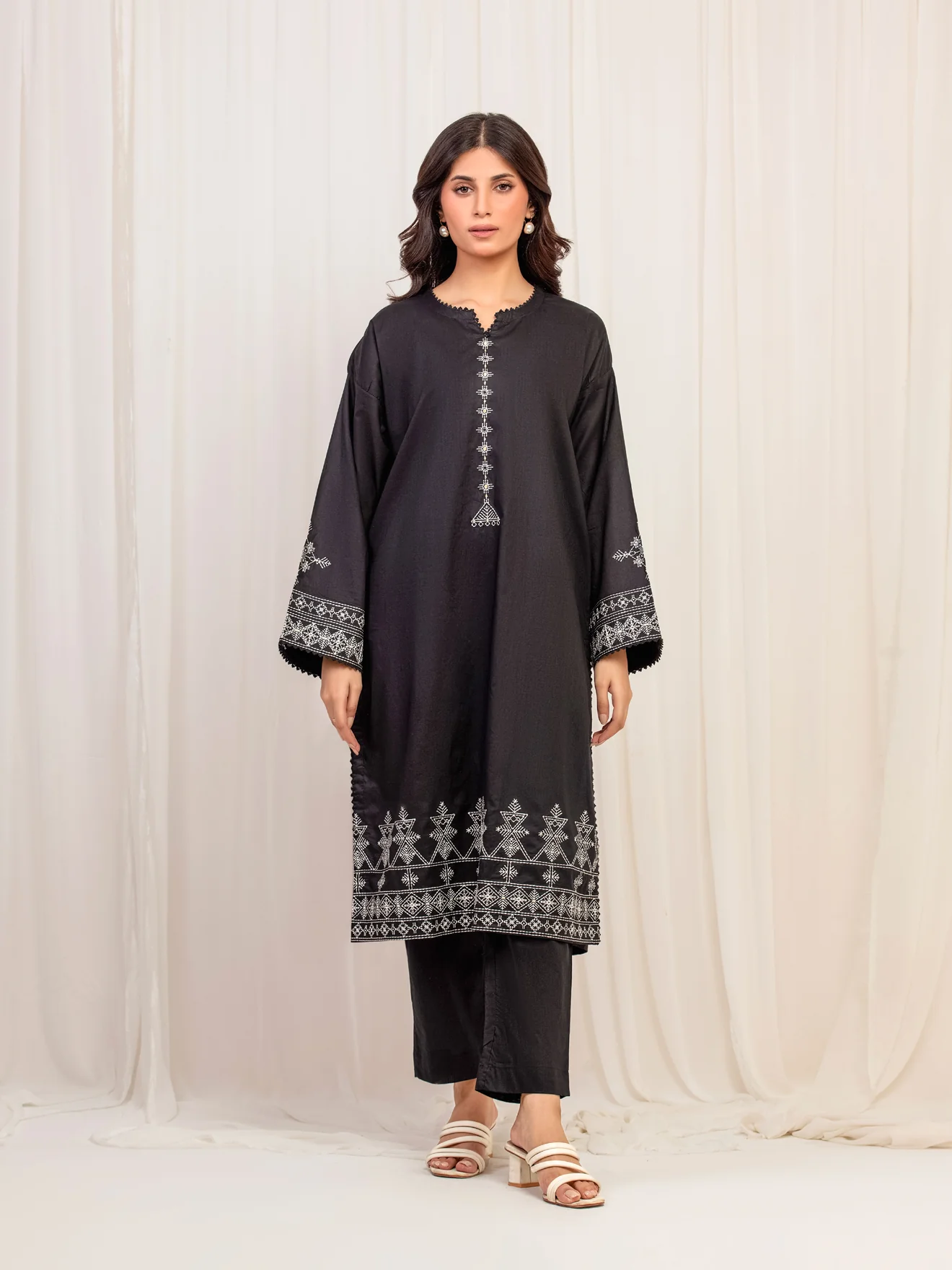 Pret Printed Cotton Jacquard Shirt Trouser - EWTKP5-80132ST