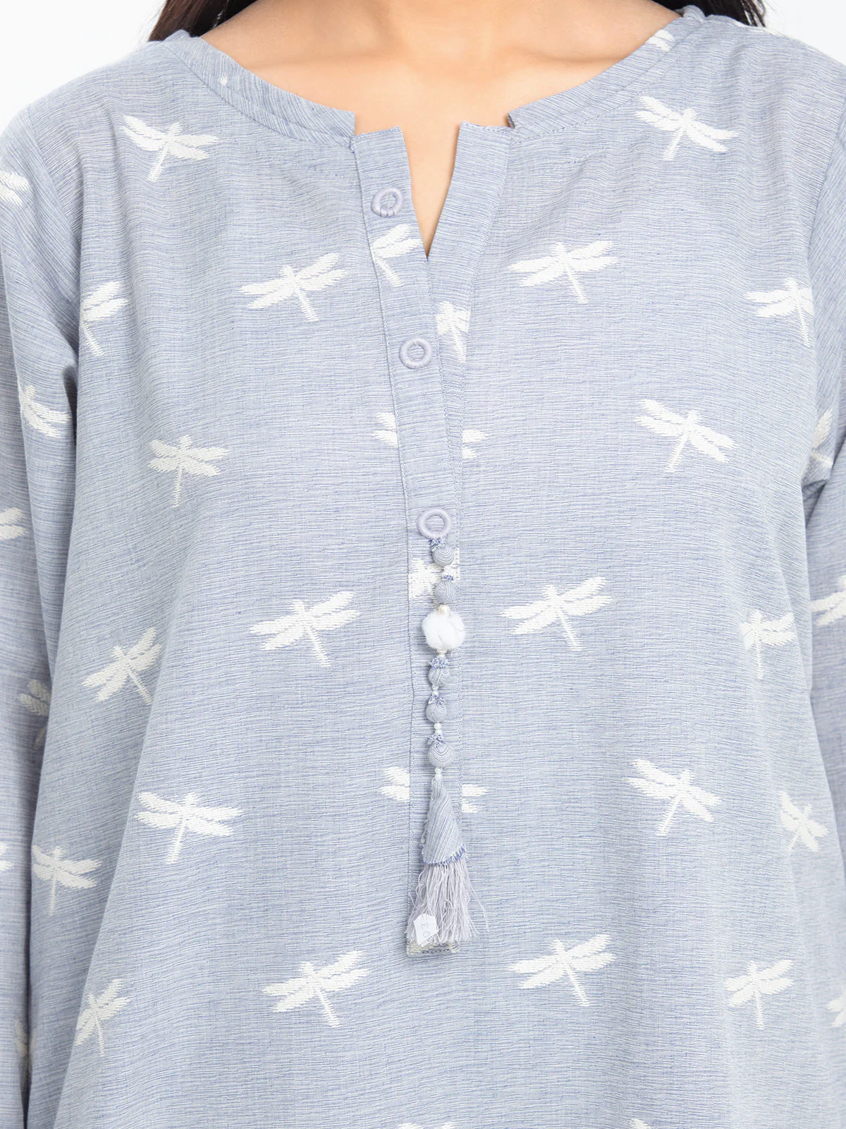 Pret Printed Jacquard Shirt Trouser - EWTKS24-80082ST - Image 3