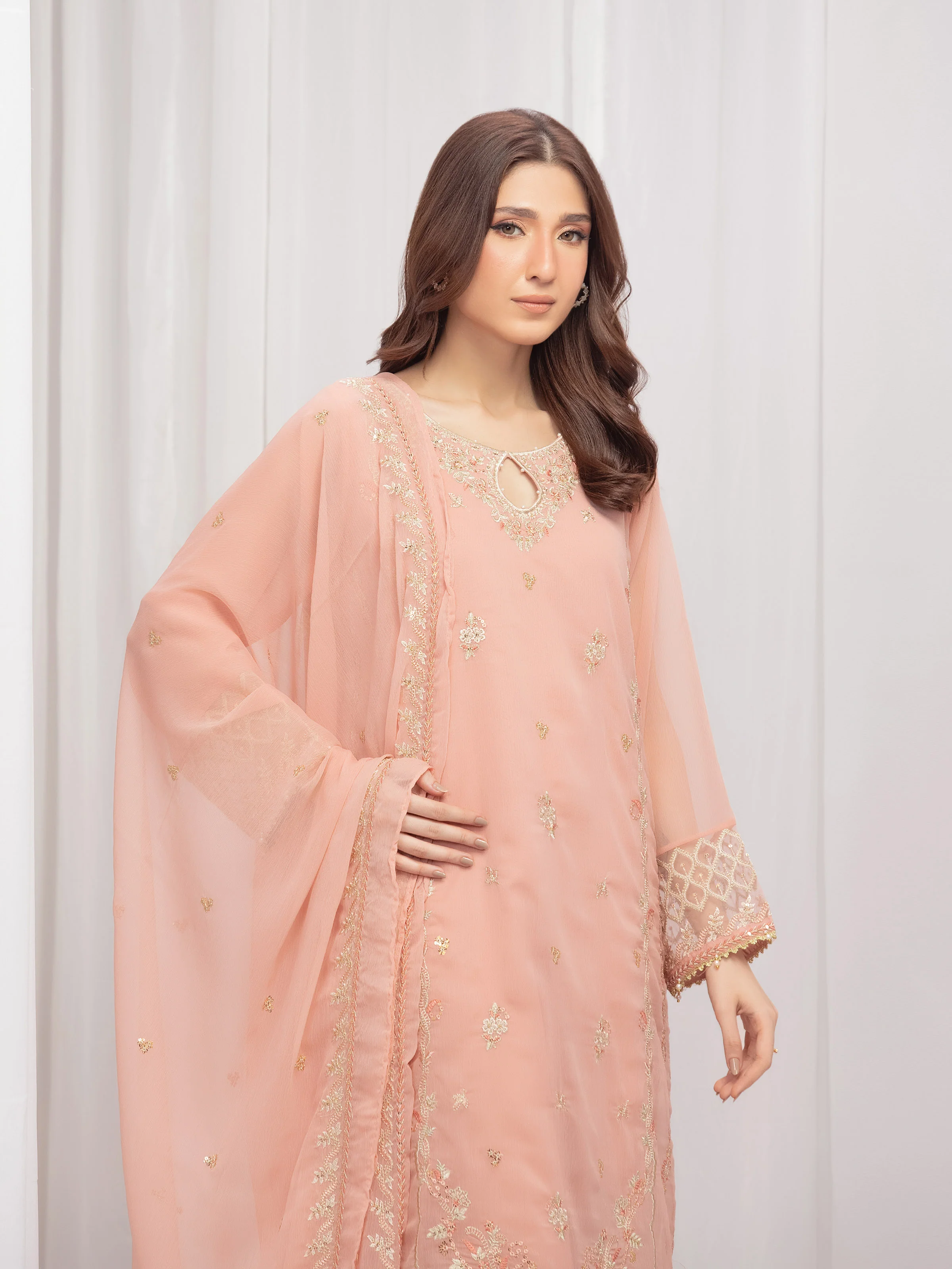 Pret Embroidered Chiffon Suit - EWTPLE5-00046-3P - Image 2