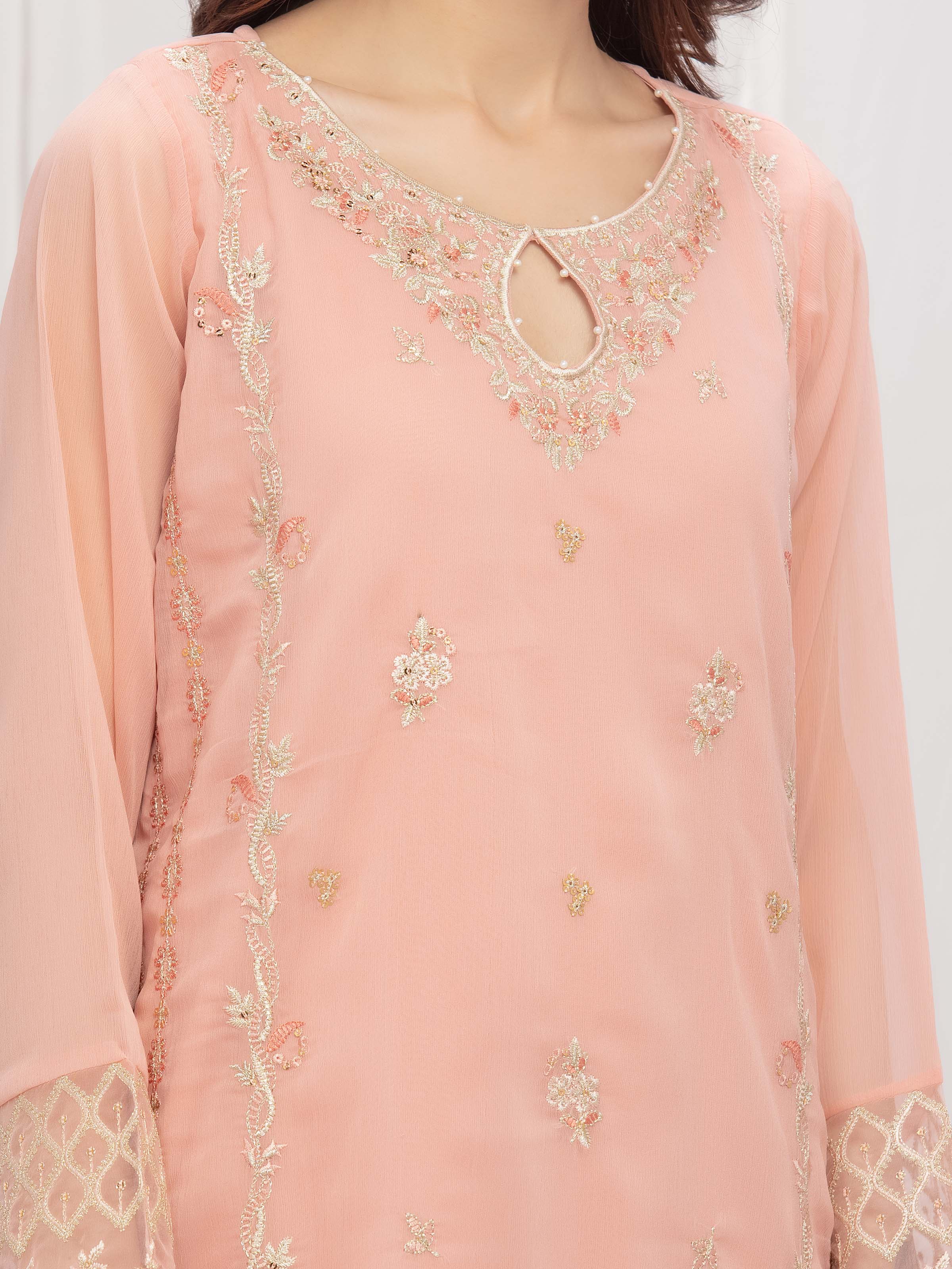 Pret Embroidered Chiffon Suit - EWTPLE5-00046-3P - Image 4