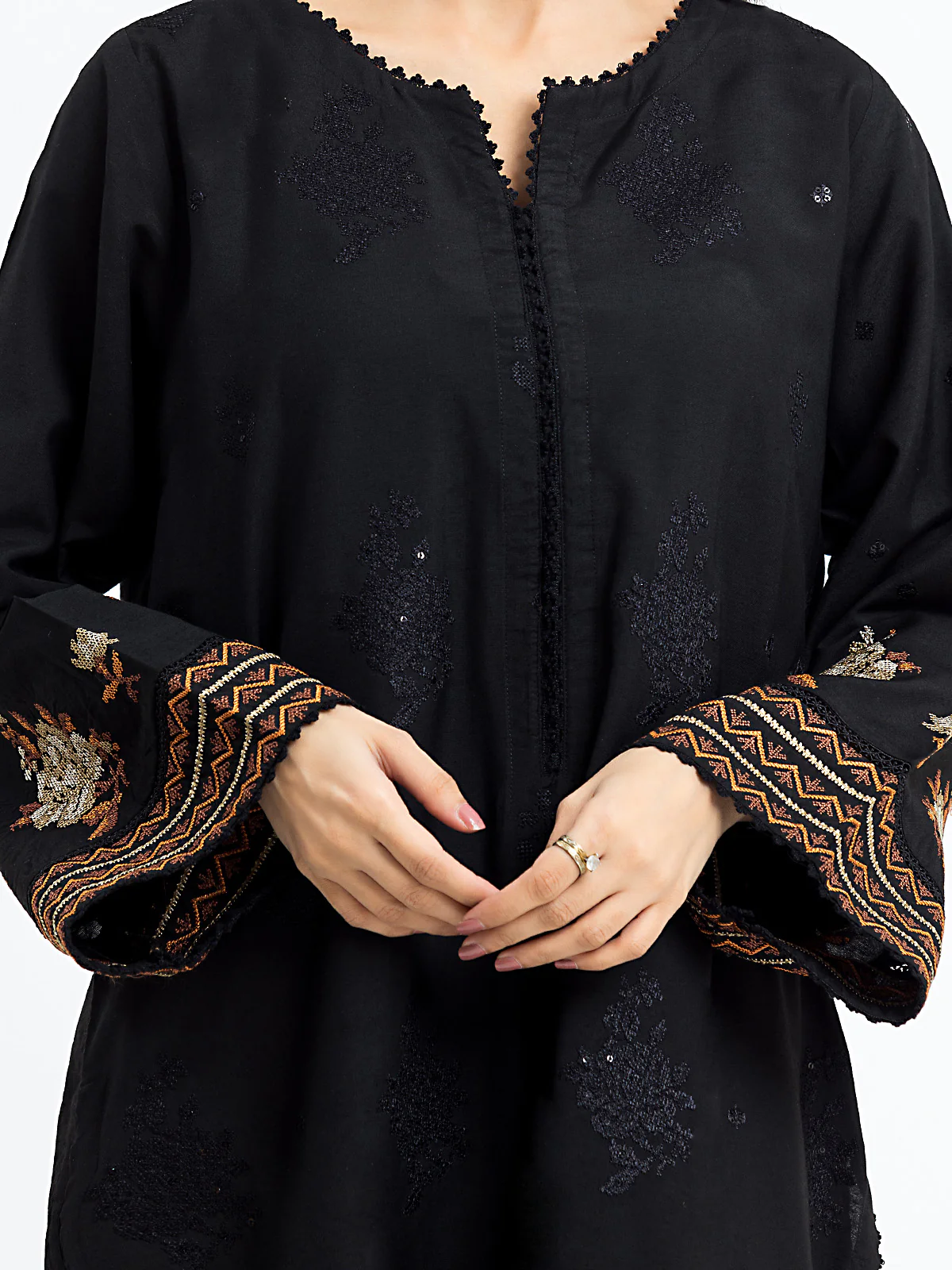 Pret Embroidered Cotton Satin Suit - EWTKE24-69694-3P - Image 3