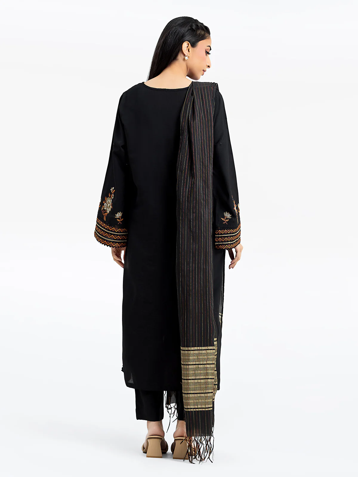 Pret Embroidered Cotton Satin Suit - EWTKE24-69694-3P - Image 6