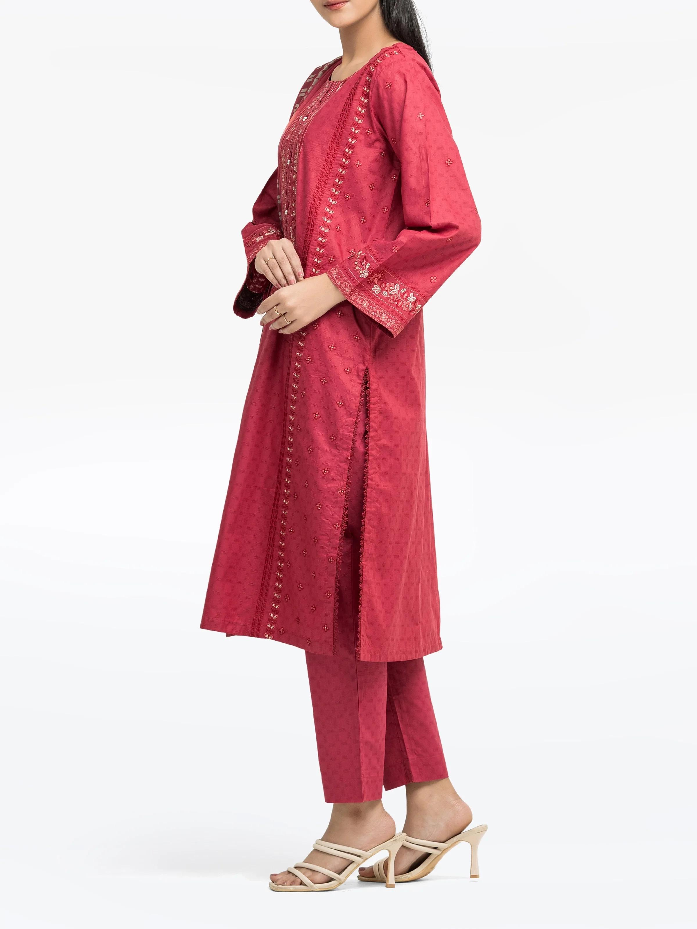 Pret Embroidered Dobby Suit - EWTKE24-81341-3P - Image 5