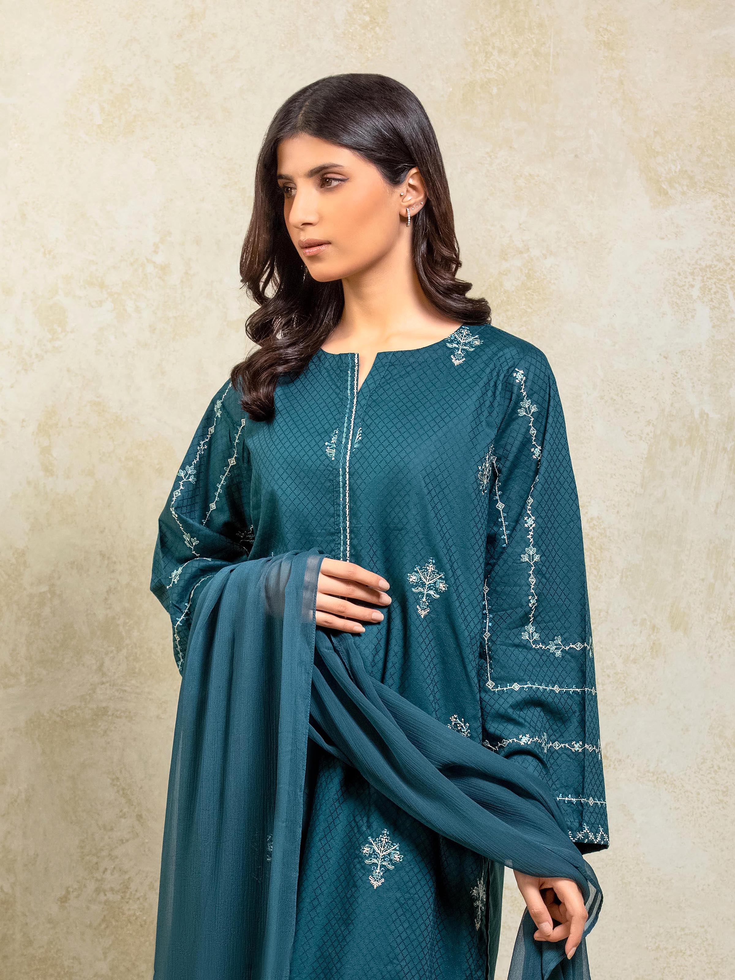Pret Embroidered Dobby Suit - EWTKE5-81074-3P - Image 2