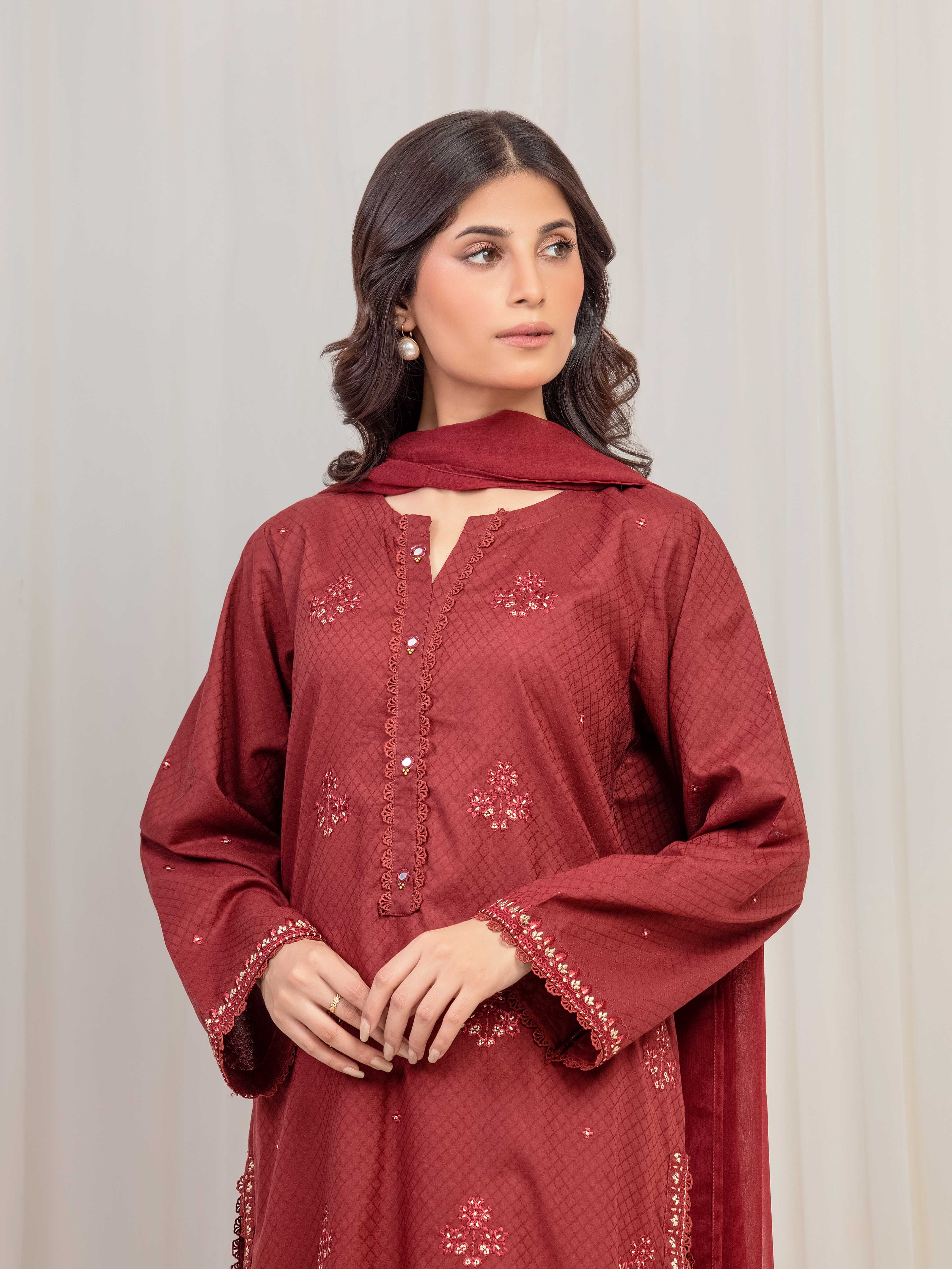 Pret Embroidered Dobby Suit - EWTKE5-81436-3P - Image 2
