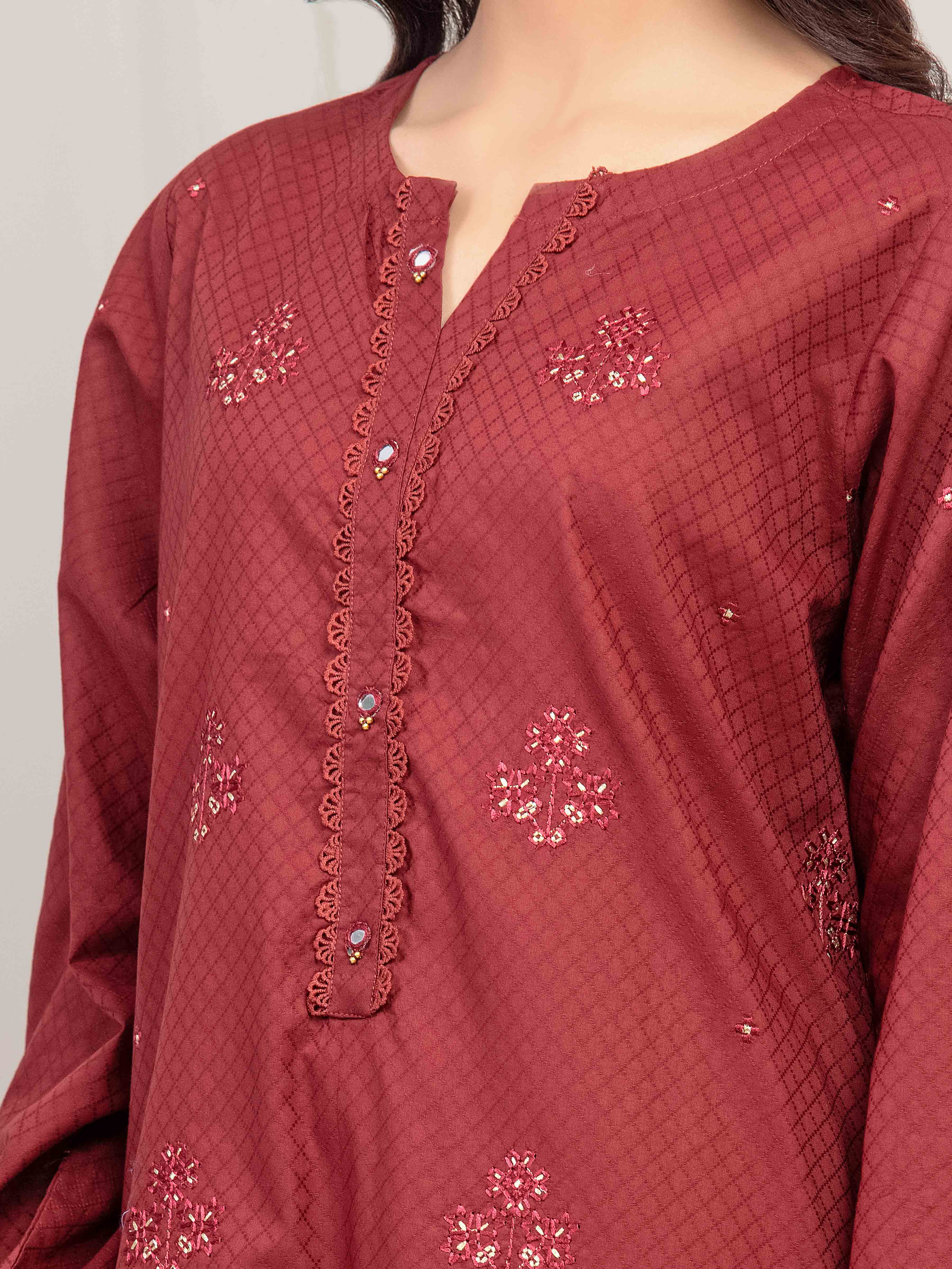 Pret Embroidered Dobby Suit - EWTKE5-81436-3P - Image 3