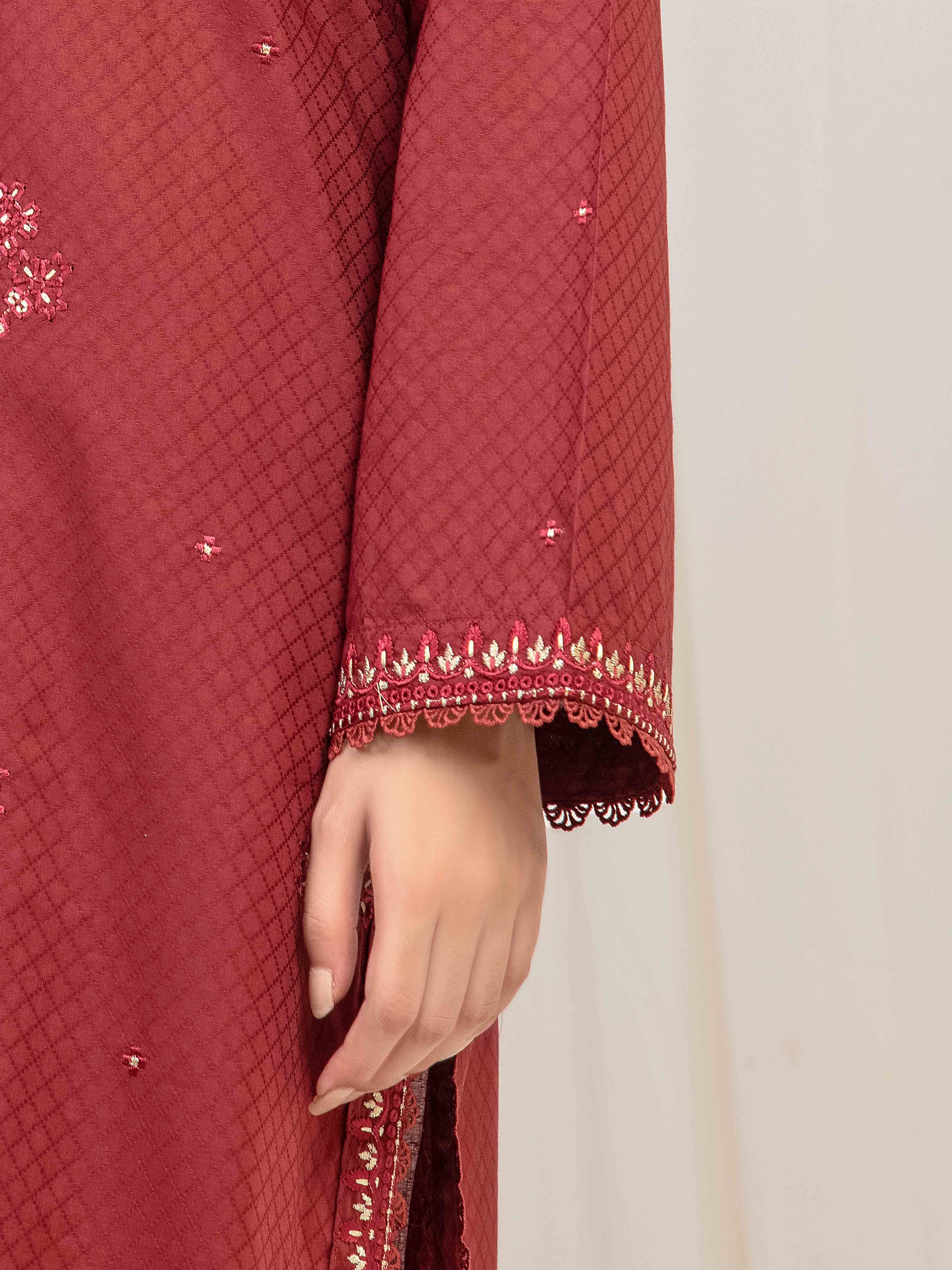 Pret Embroidered Dobby Suit - EWTKE5-81436-3P - Image 4