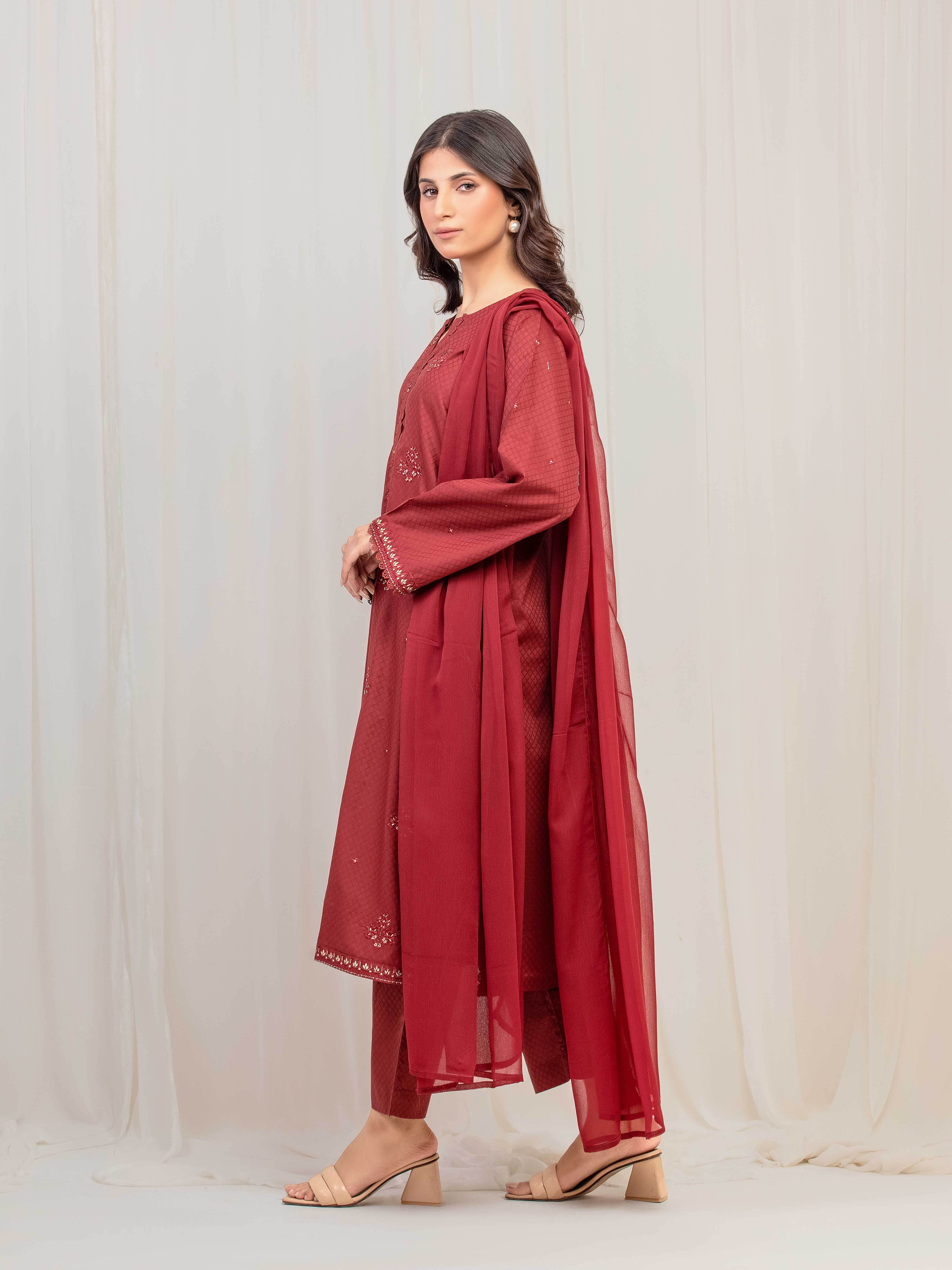 Pret Embroidered Dobby Suit - EWTKE5-81436-3P - Image 5