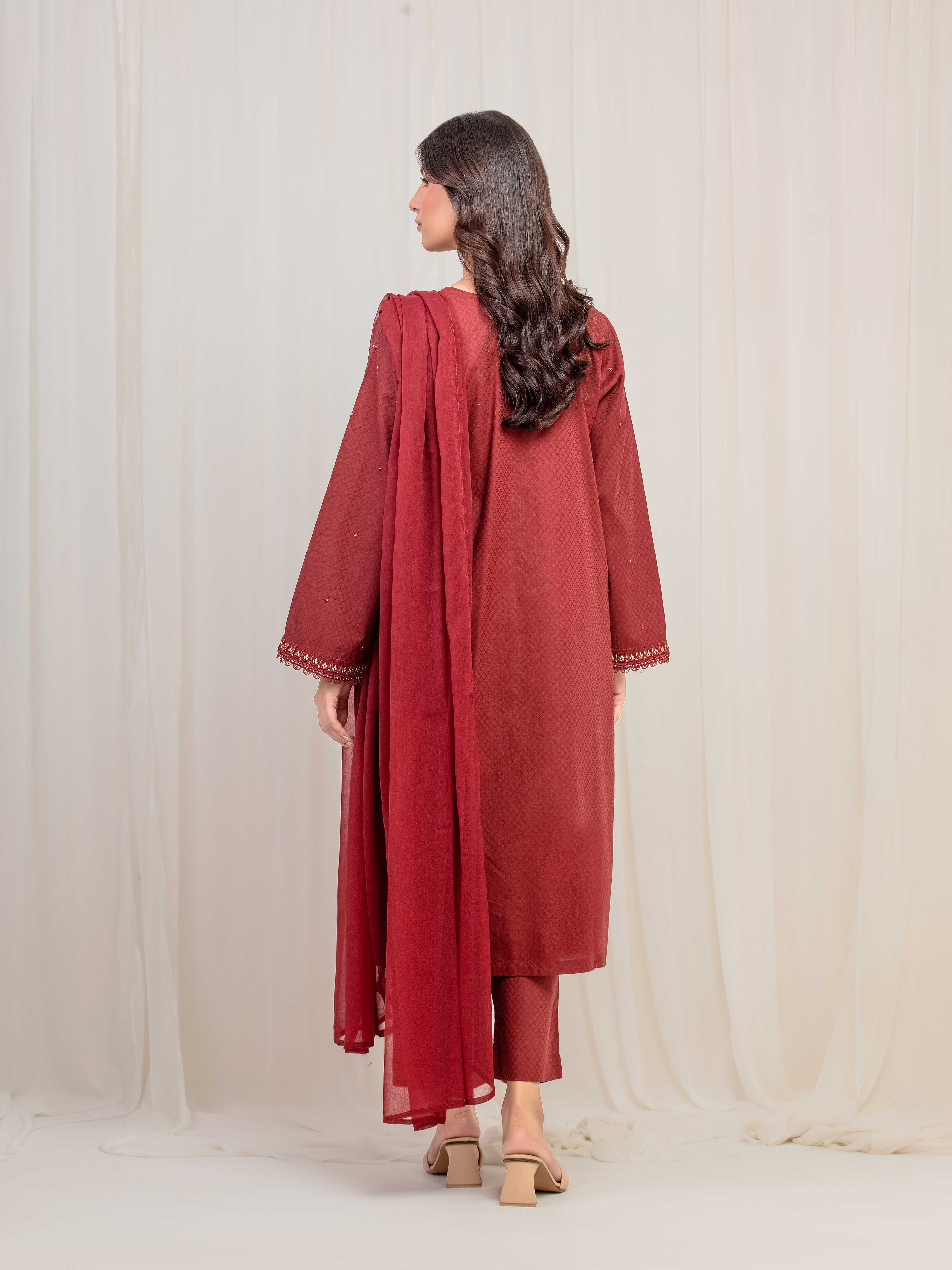Pret Embroidered Dobby Suit - EWTKE5-81436-3P - Image 6