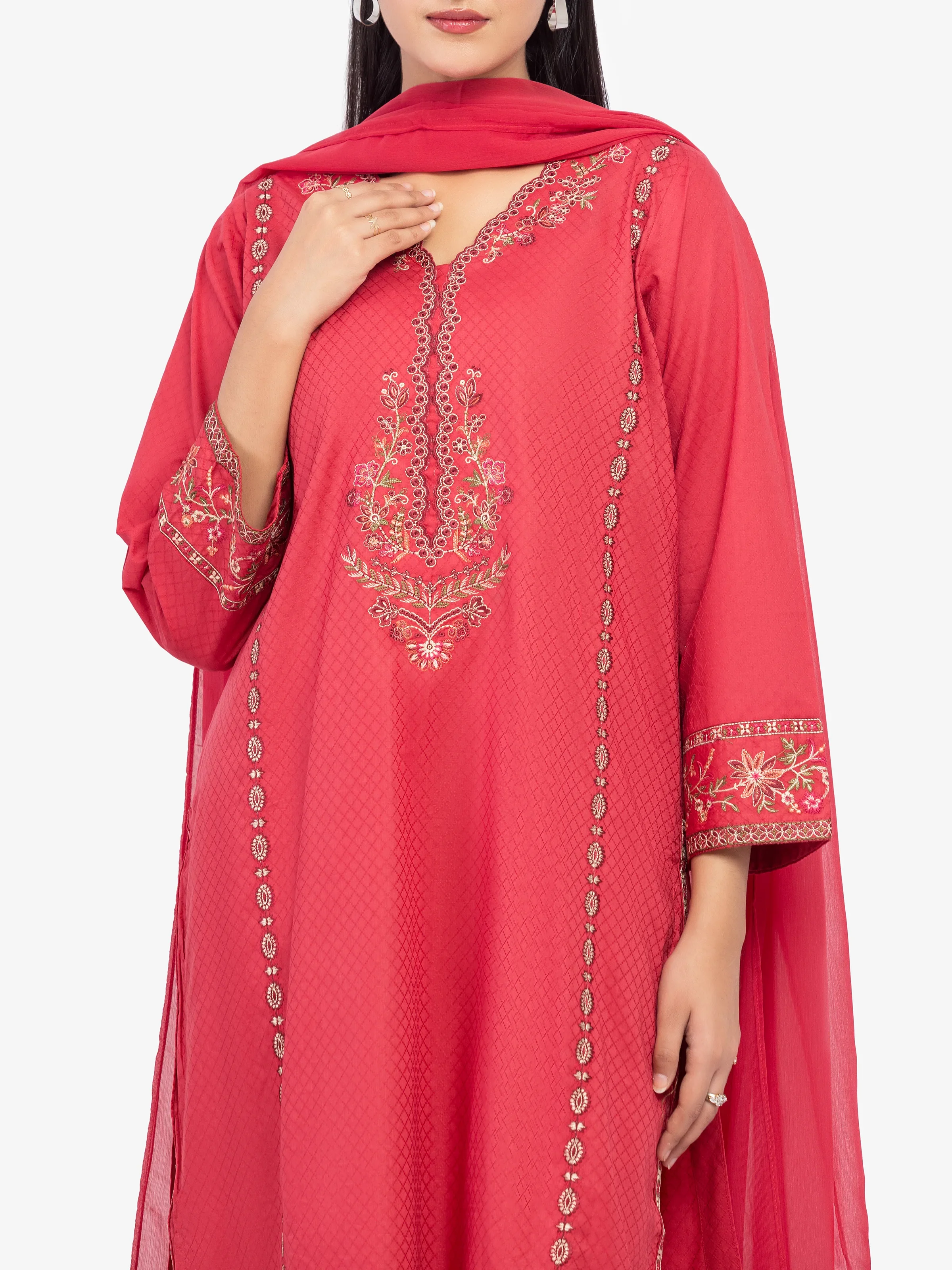 Pret Embroidered Dobby Suit - EWTKE5-81440-3P - Image 2