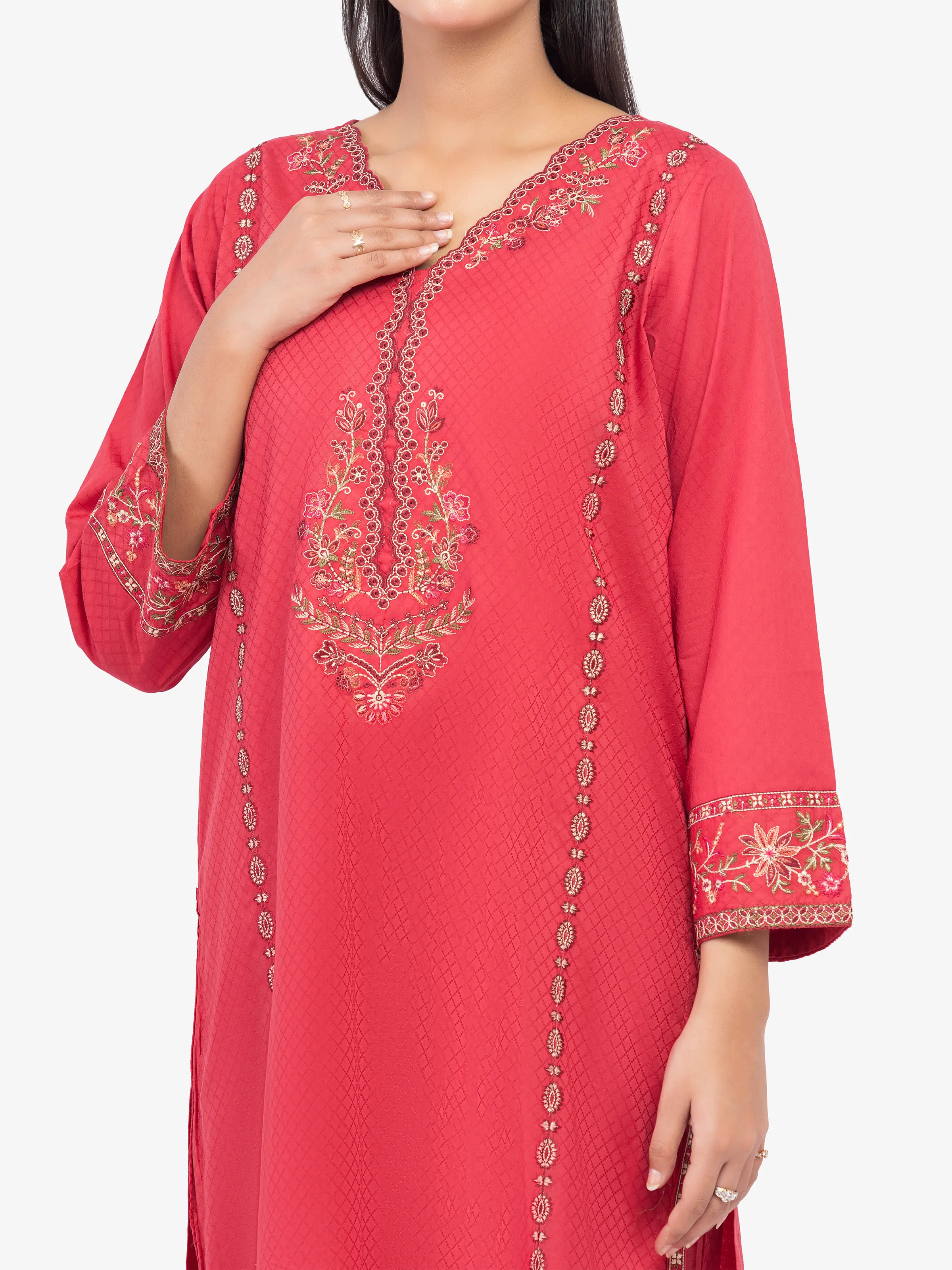 Pret Embroidered Dobby Suit - EWTKE5-81440-3P - Image 3