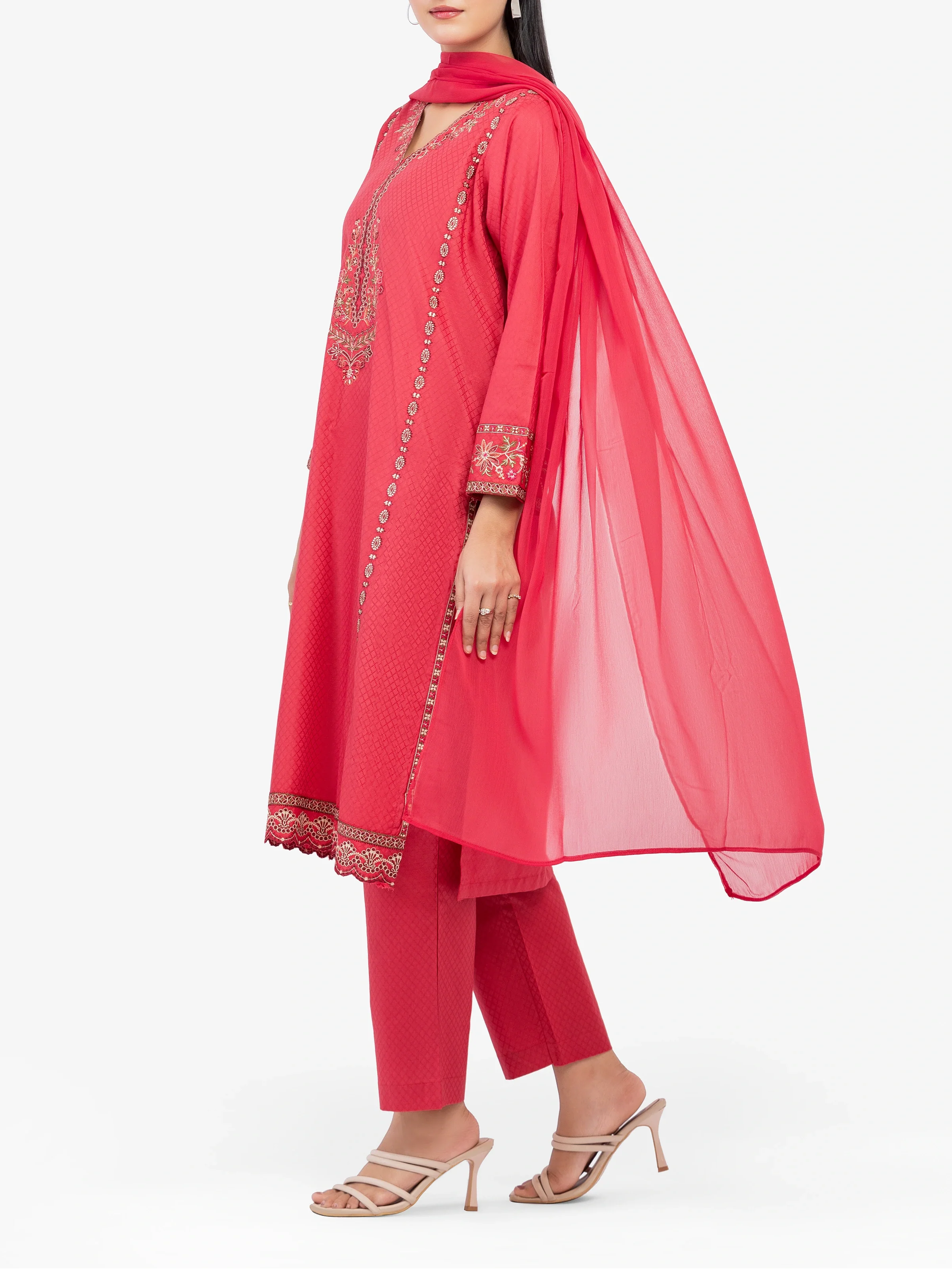 Pret Embroidered Dobby Suit - EWTKE5-81440-3P - Image 4