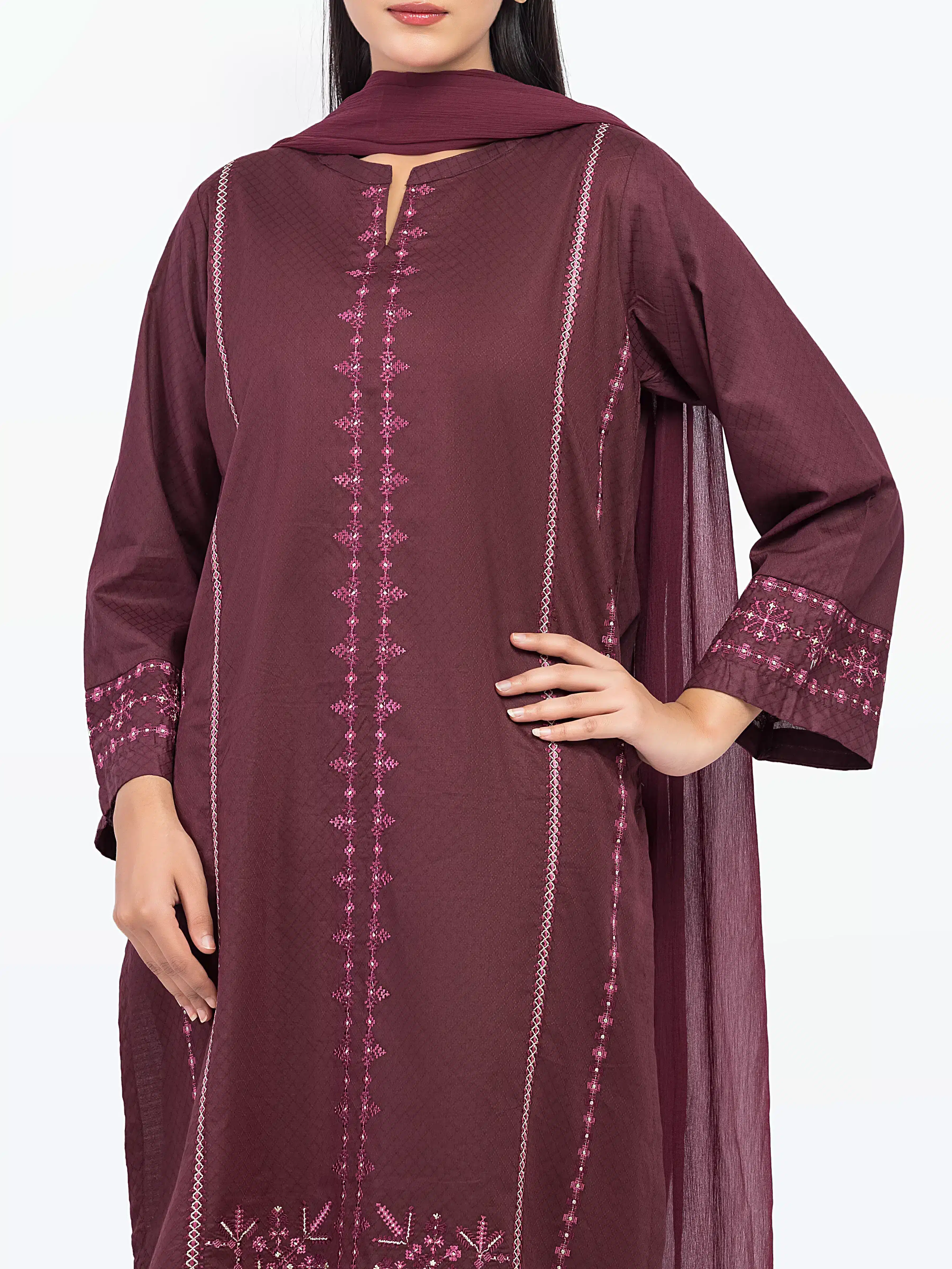 Pret Embroidered Dobby Suit - EWTKE5-81442-3P - Image 2