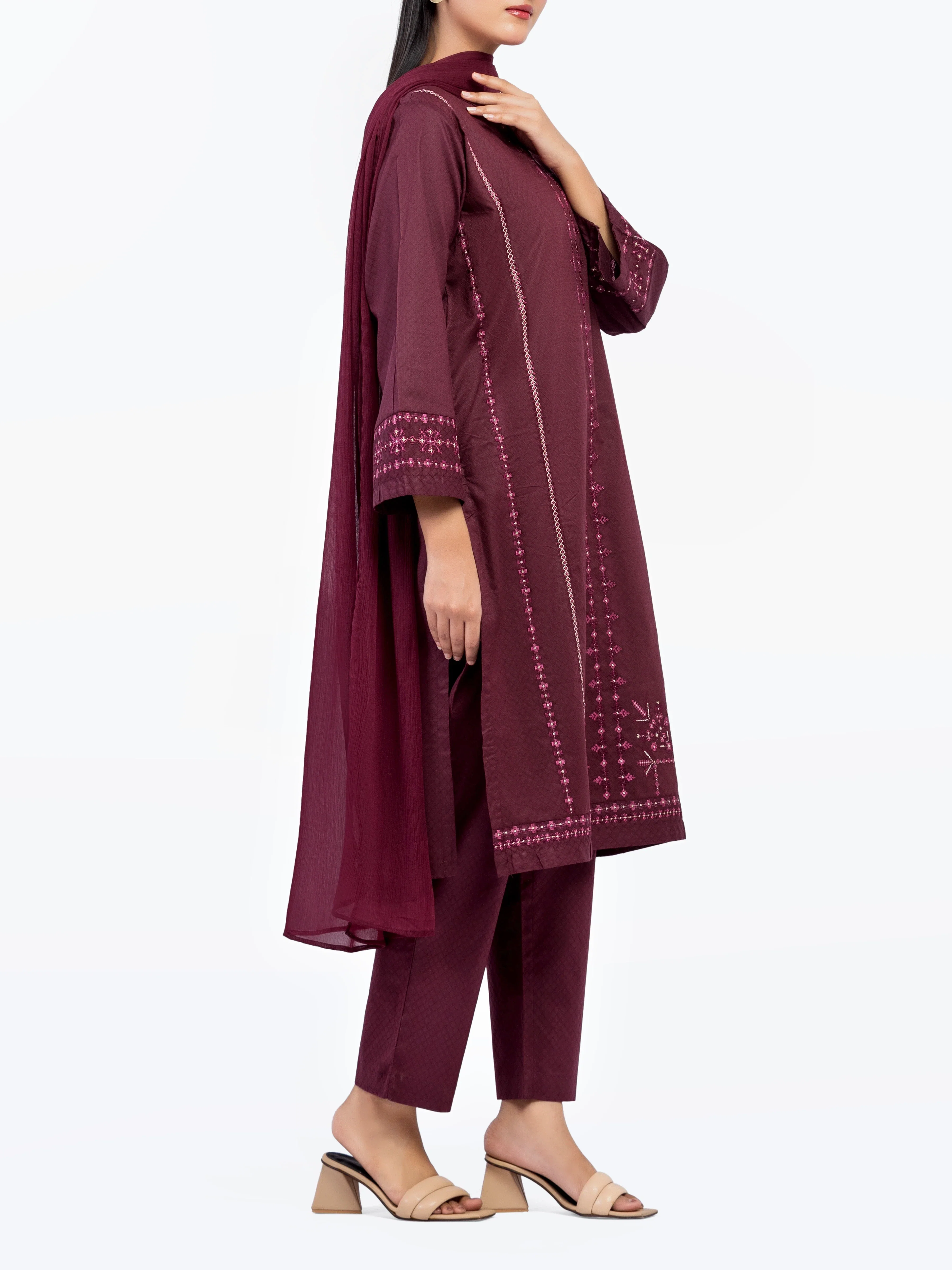 Pret Embroidered Dobby Suit - EWTKE5-81442-3P - Image 4