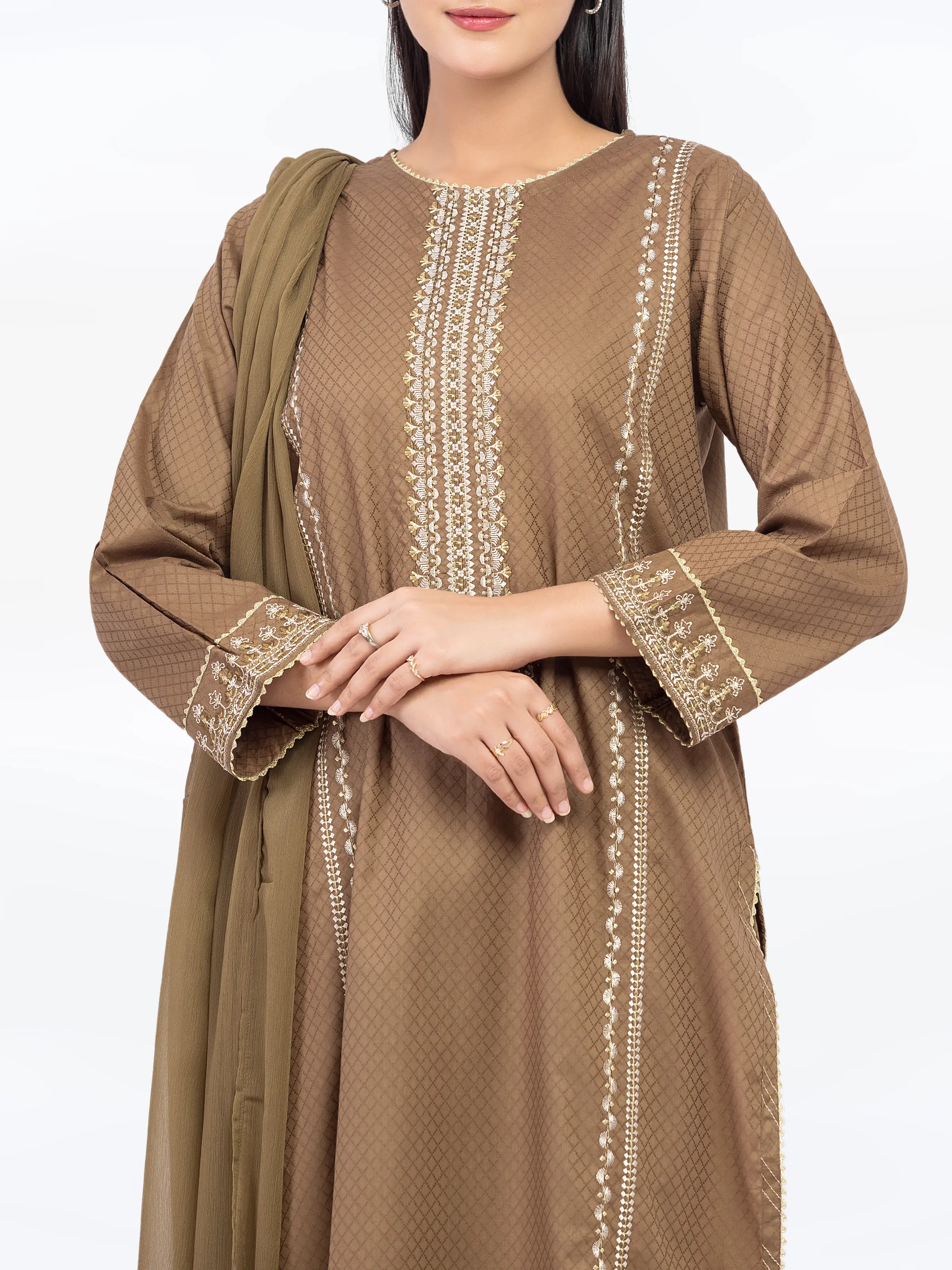 Pret Embroidered Dobby Suit - EWTKE5-81445-3P - Image 2