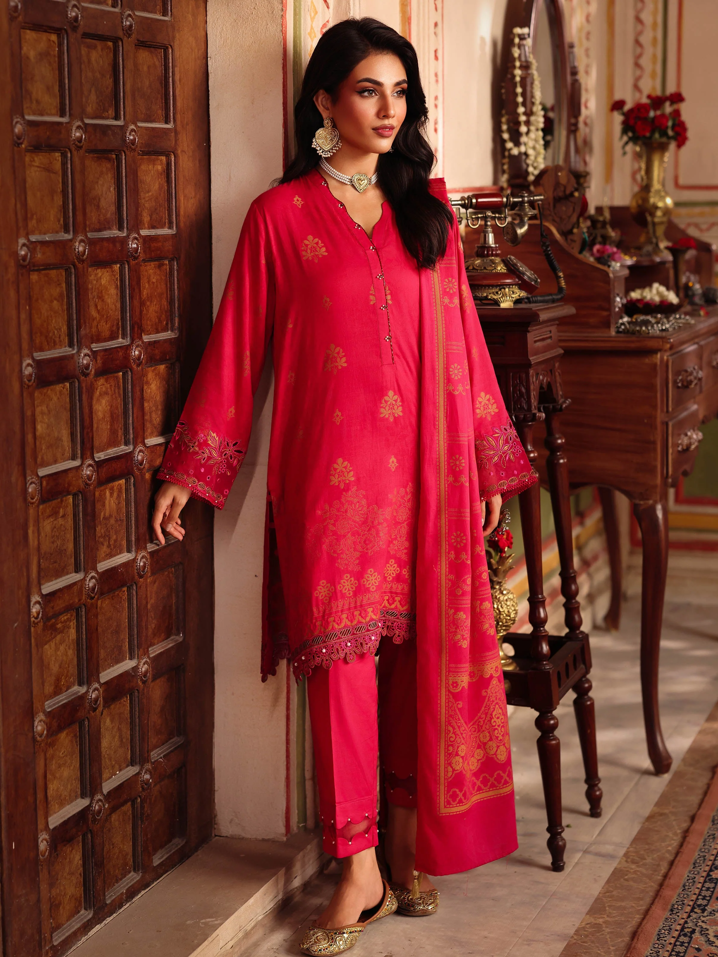 Pret Embroidered Jacquard Suit - EWTKE5-81079-3P - Image 2