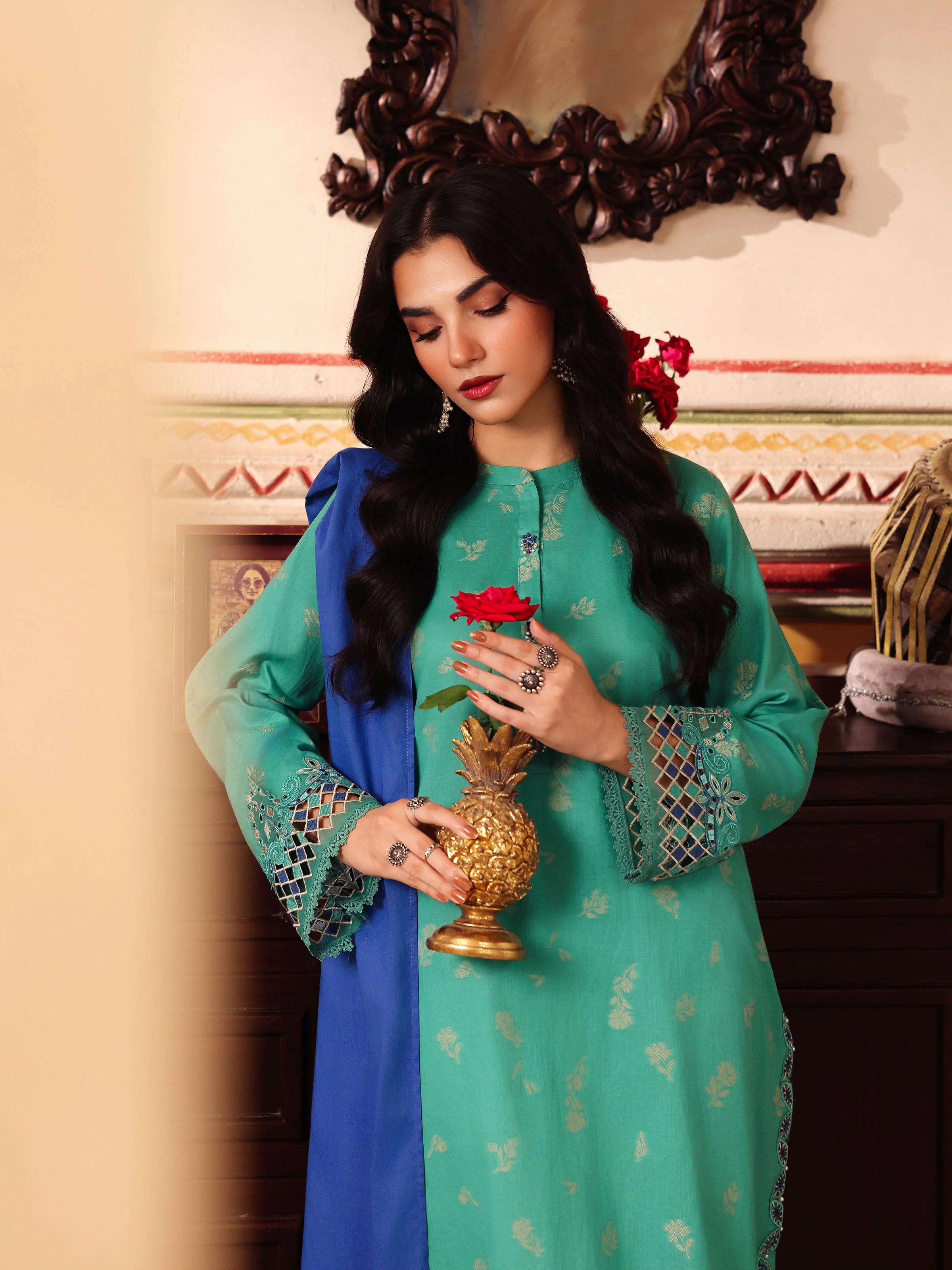 Pret Embroidered Jacquard Suit - EWTKE5-81082-3P - Image 5
