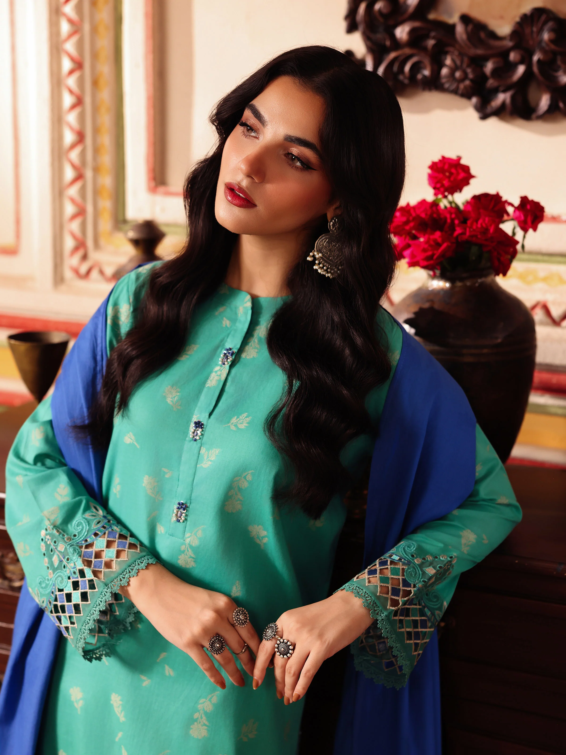 Pret Embroidered Jacquard Suit - EWTKE5-81082-3P - Image 6