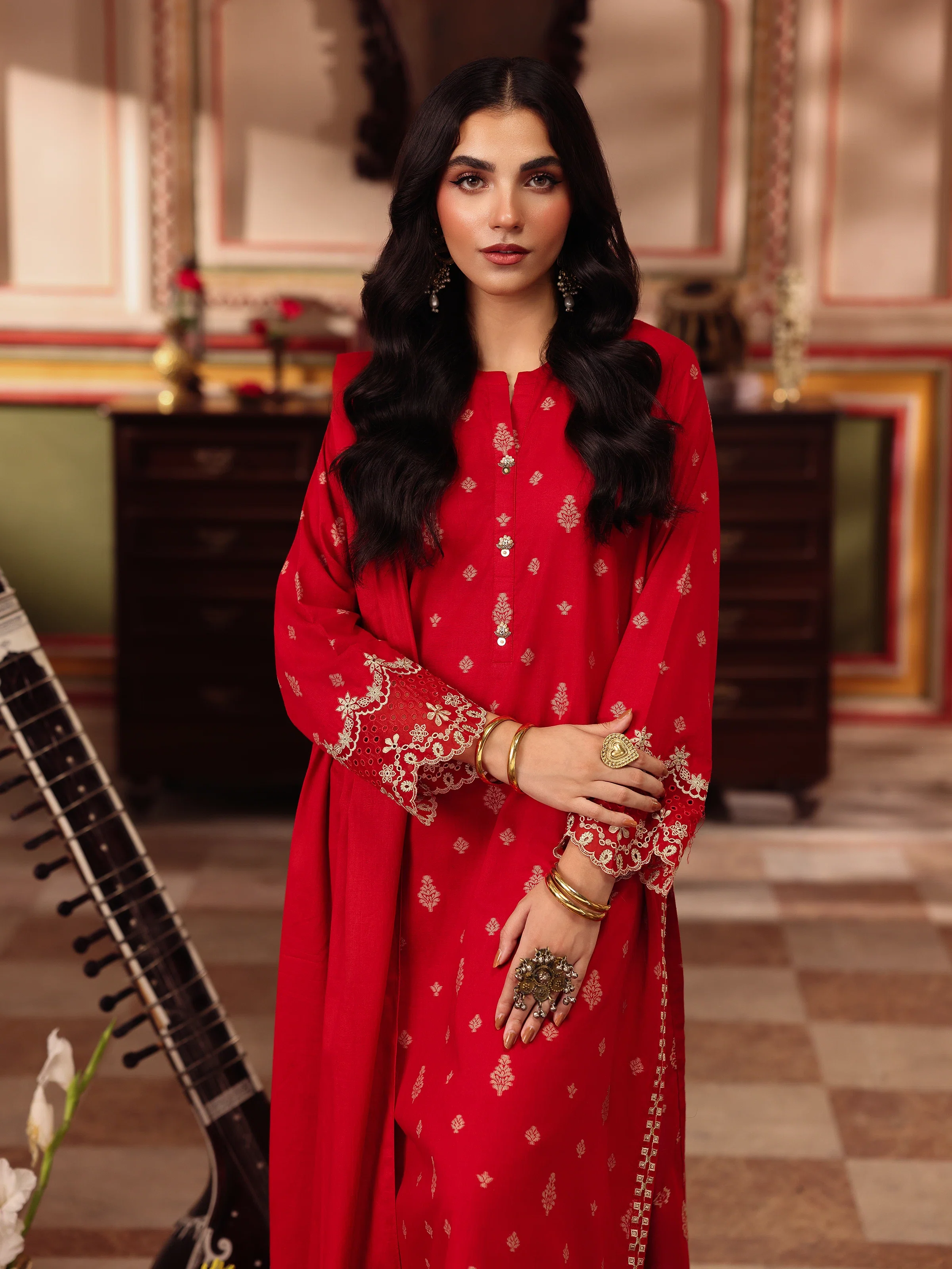 Pret Embroidered Jacquard Suit - EWTKE5-81085-3P - Image 2