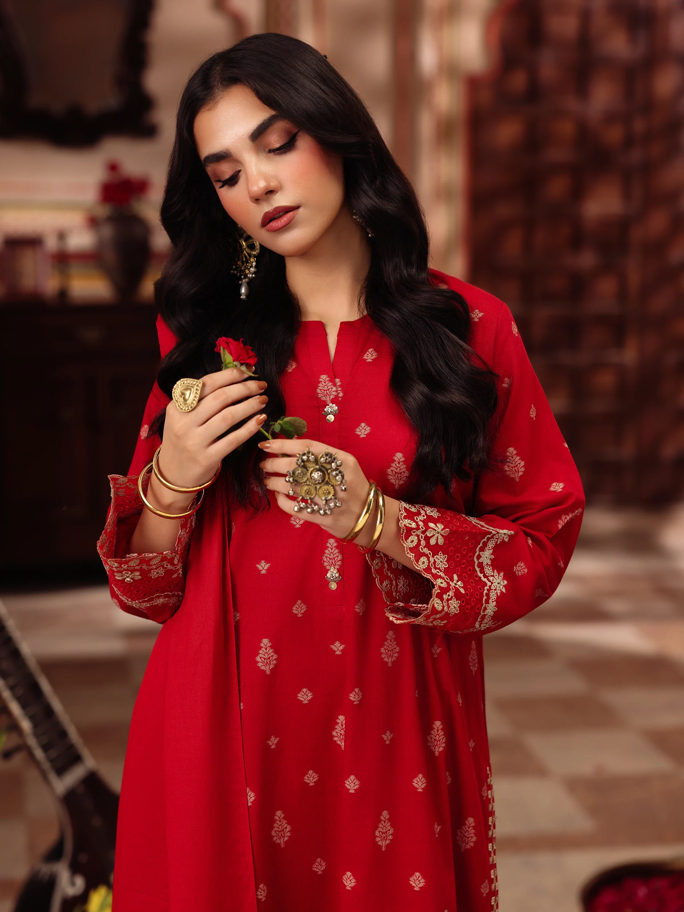 Pret Embroidered Jacquard Suit - EWTKE5-81085-3P - Image 5