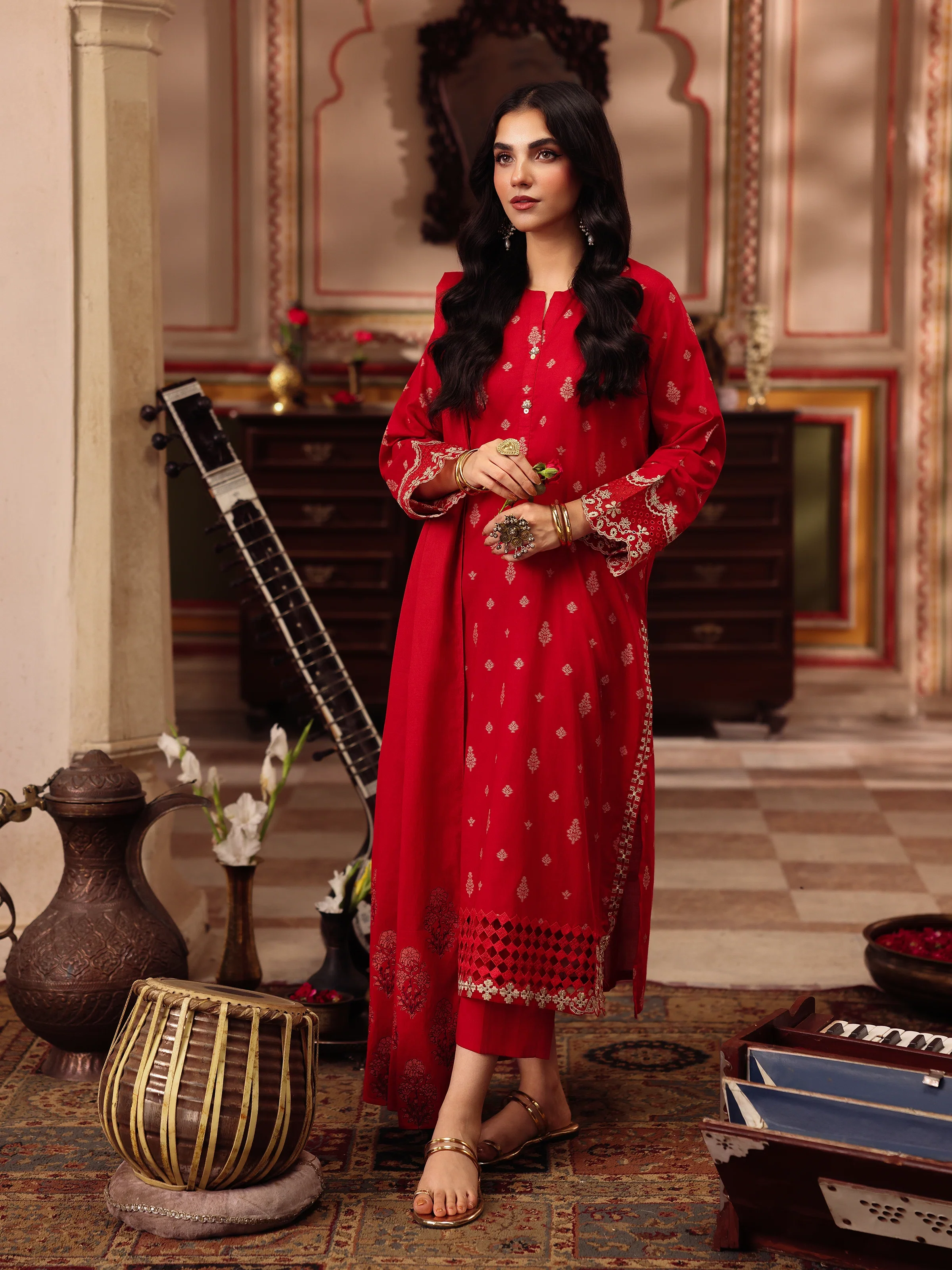 Pret Embroidered Jacquard Suit - EWTKE5-81085-3P - Image 6