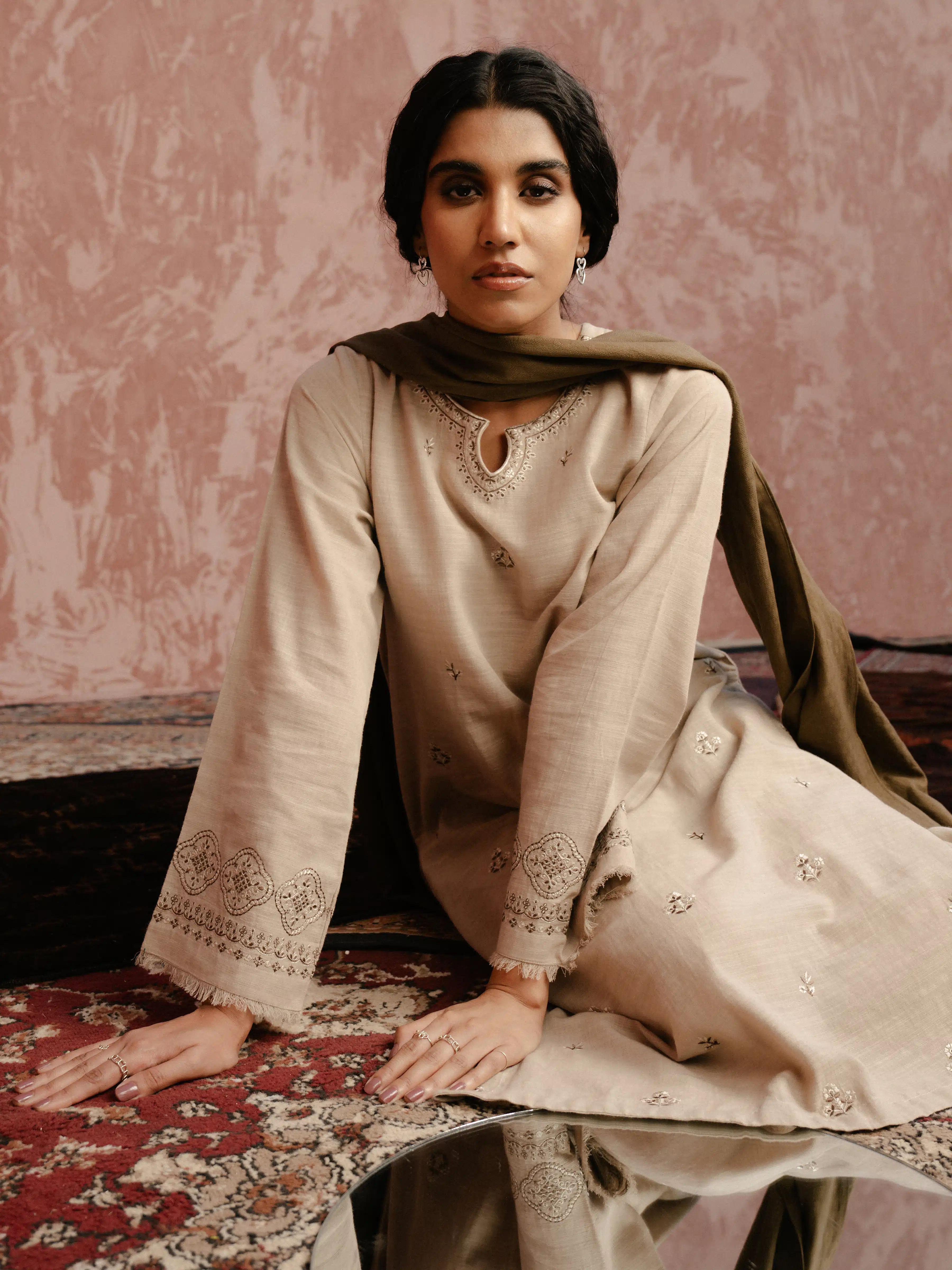 Pret Embroidered Khaddar Suit - EWTKE24-81371-3P - Image 2