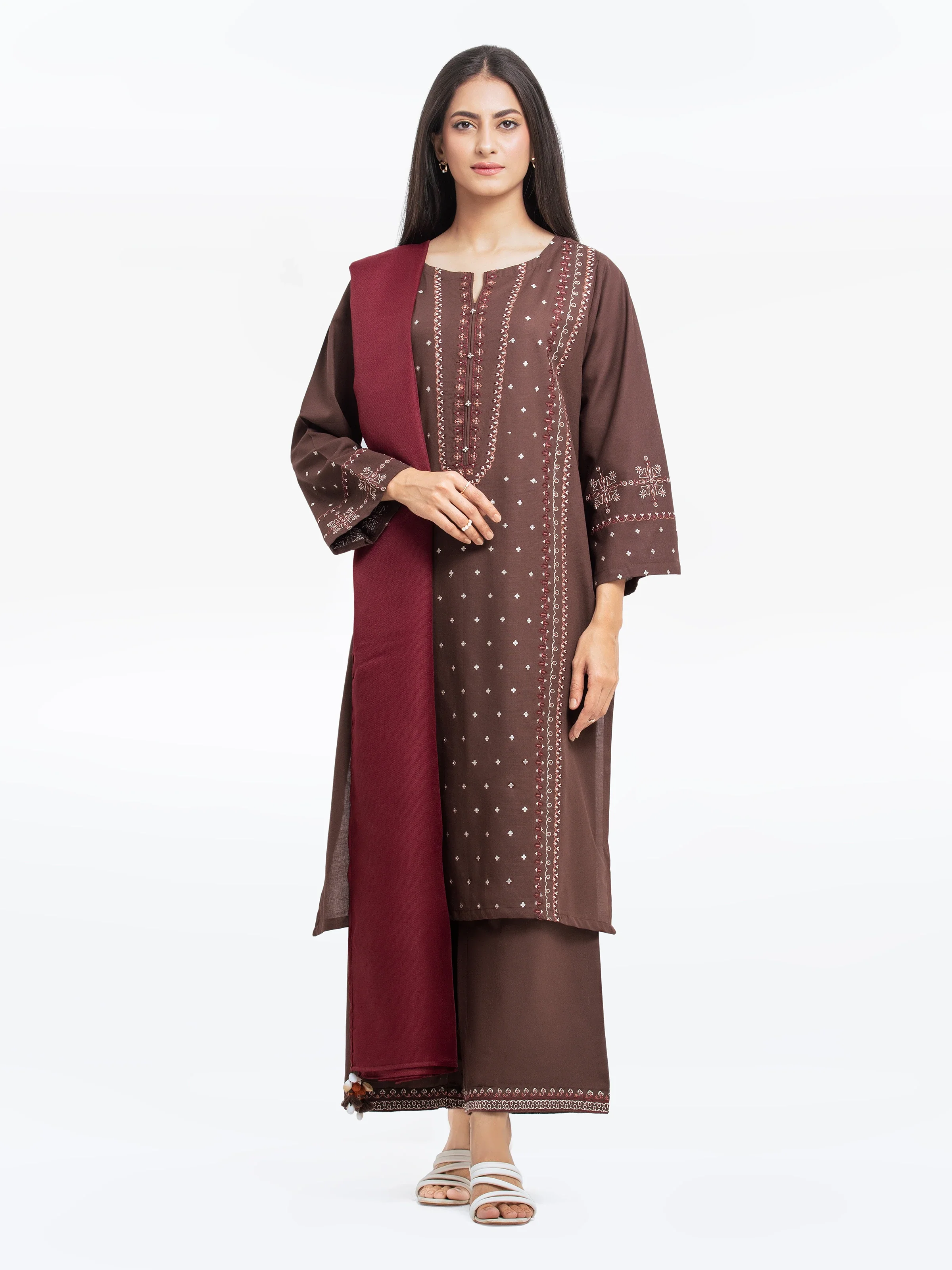 Pret Embroidered Khaddar Suit - EWTKE24-81372-3P - Image 2