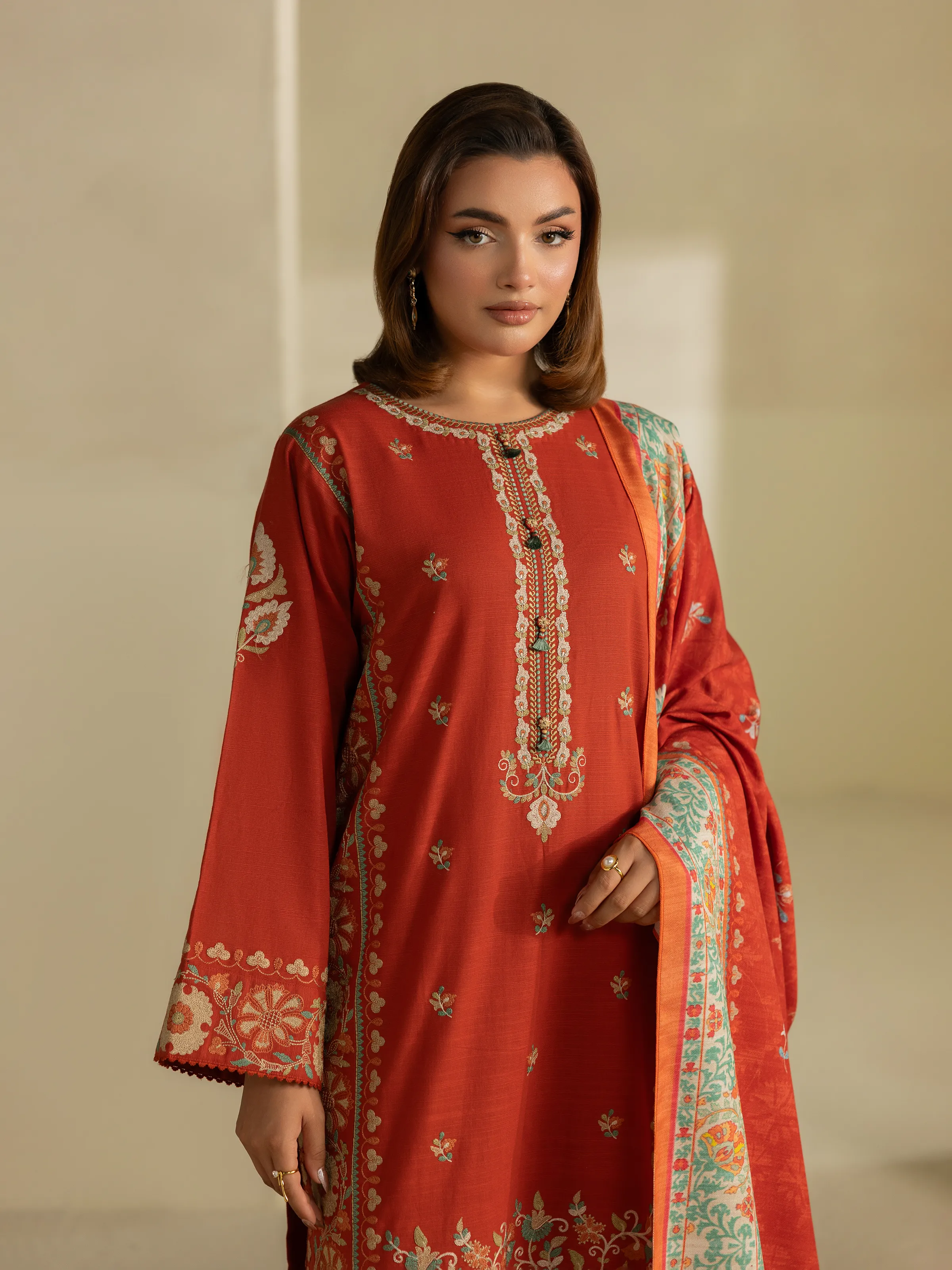 Pret Embroidered Khaddar Suit - EWTKED5-84011-3P - Image 2