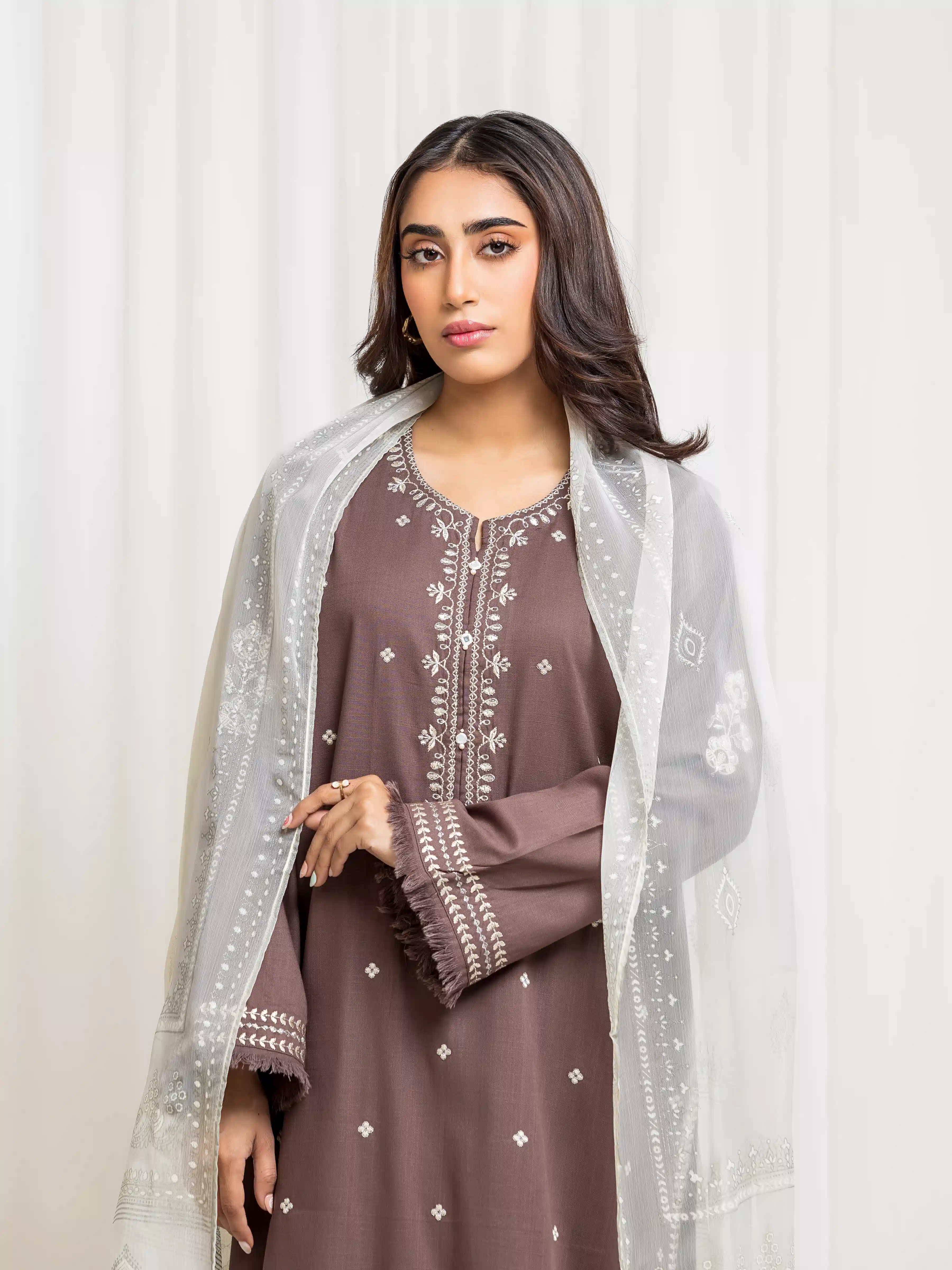 Pret Embroidered Khaddar Suit - EWTKED5-84021-3P - Image 2