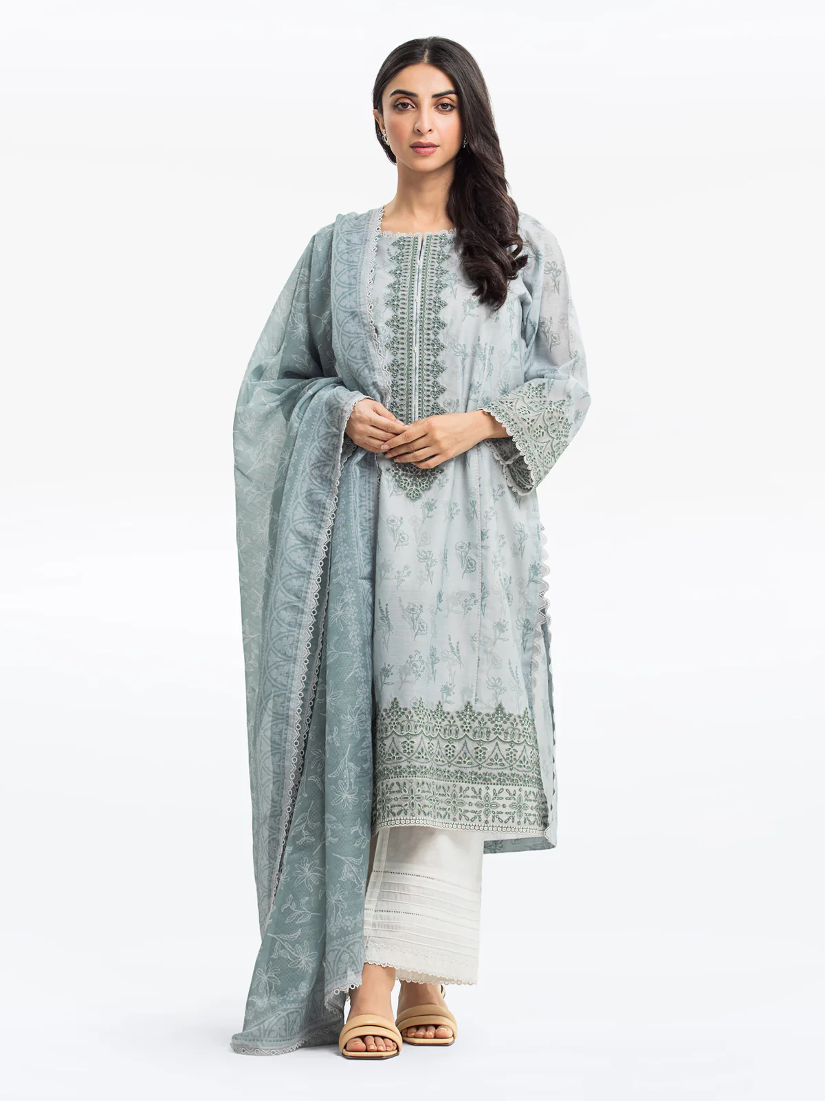Pret Embroidered Lawn Slub Suit - EWTKE24-69640-3P - Image 2